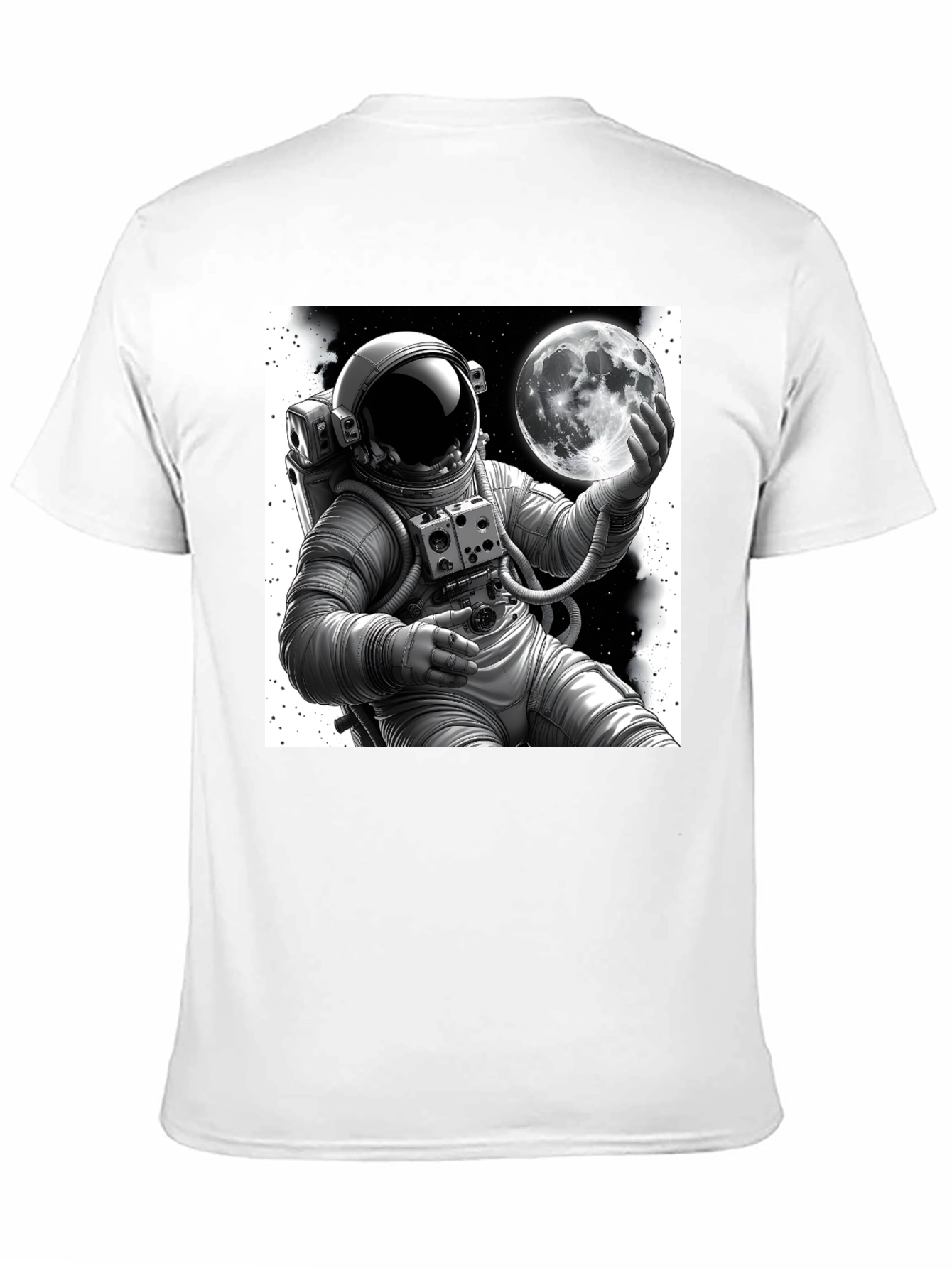 Astronaut & Moon Graphic Tee - Black Cotton Blend