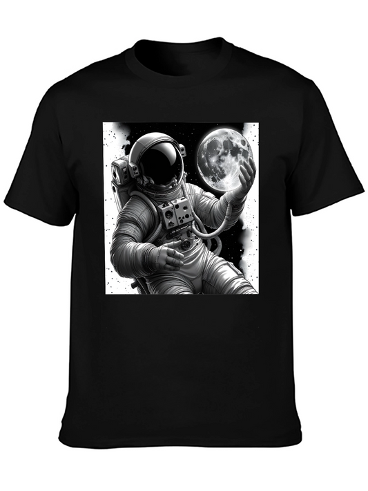 Astronaut & Moon Graphic Tee - Black Cotton Blend