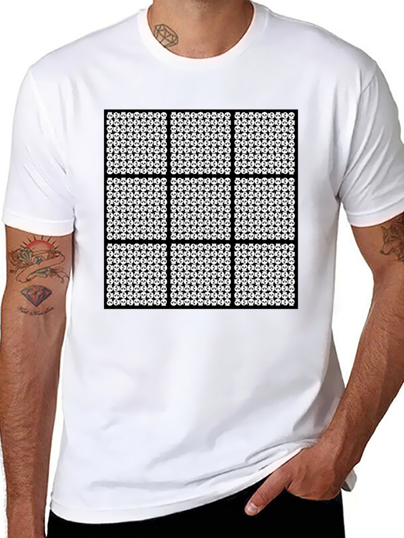 Skull Grid Graphic T-Shirt