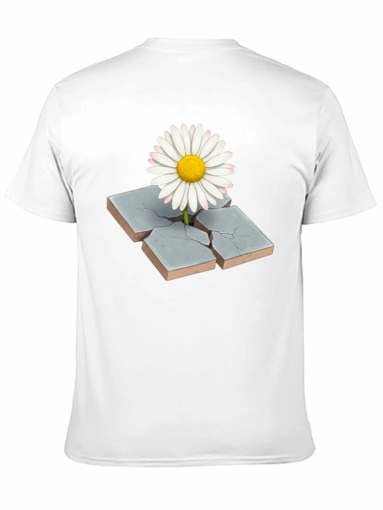 Daisy Through Concrete Mens Black T-Shirt