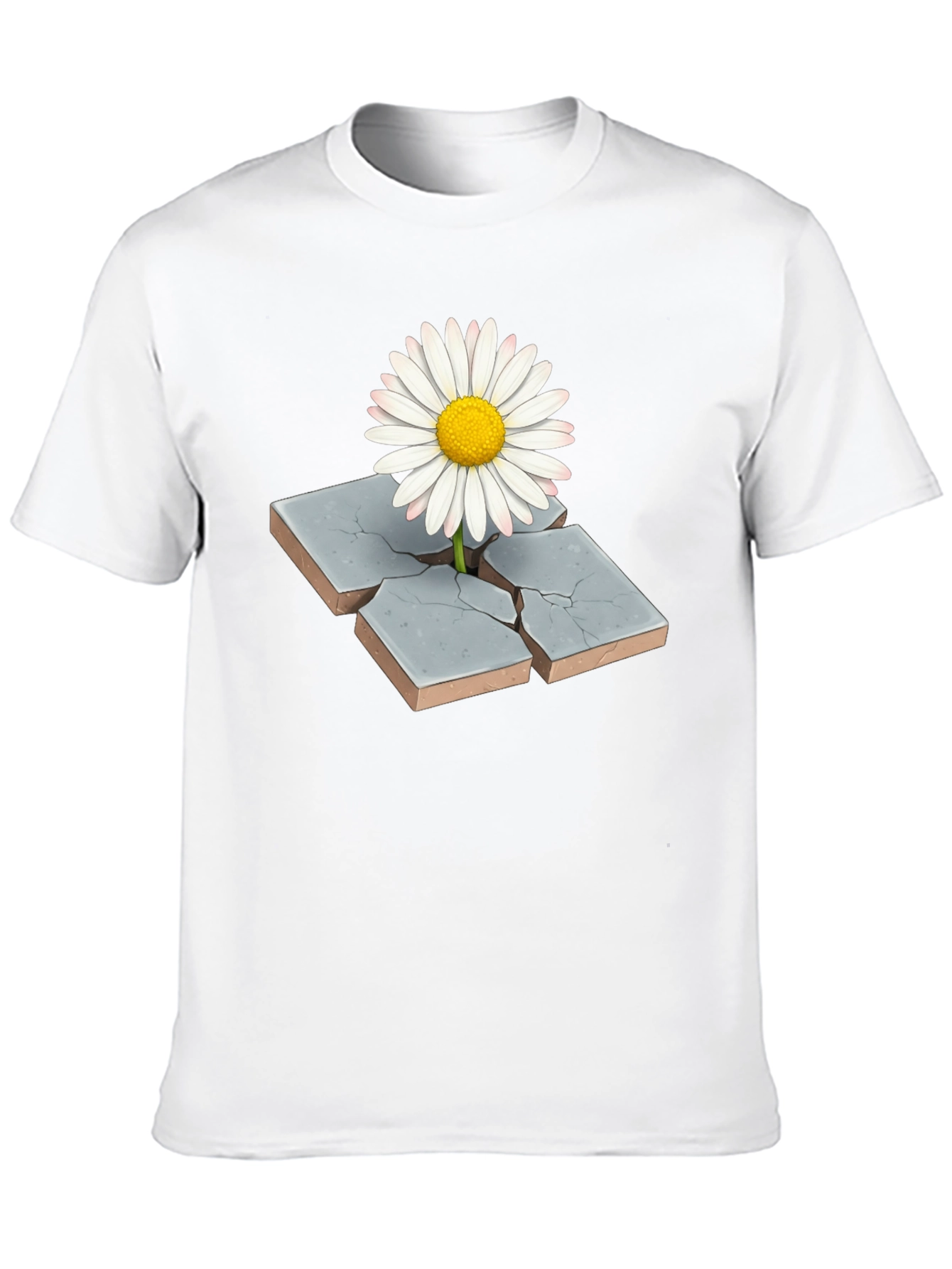Daisy Through Concrete Mens Black T-Shirt