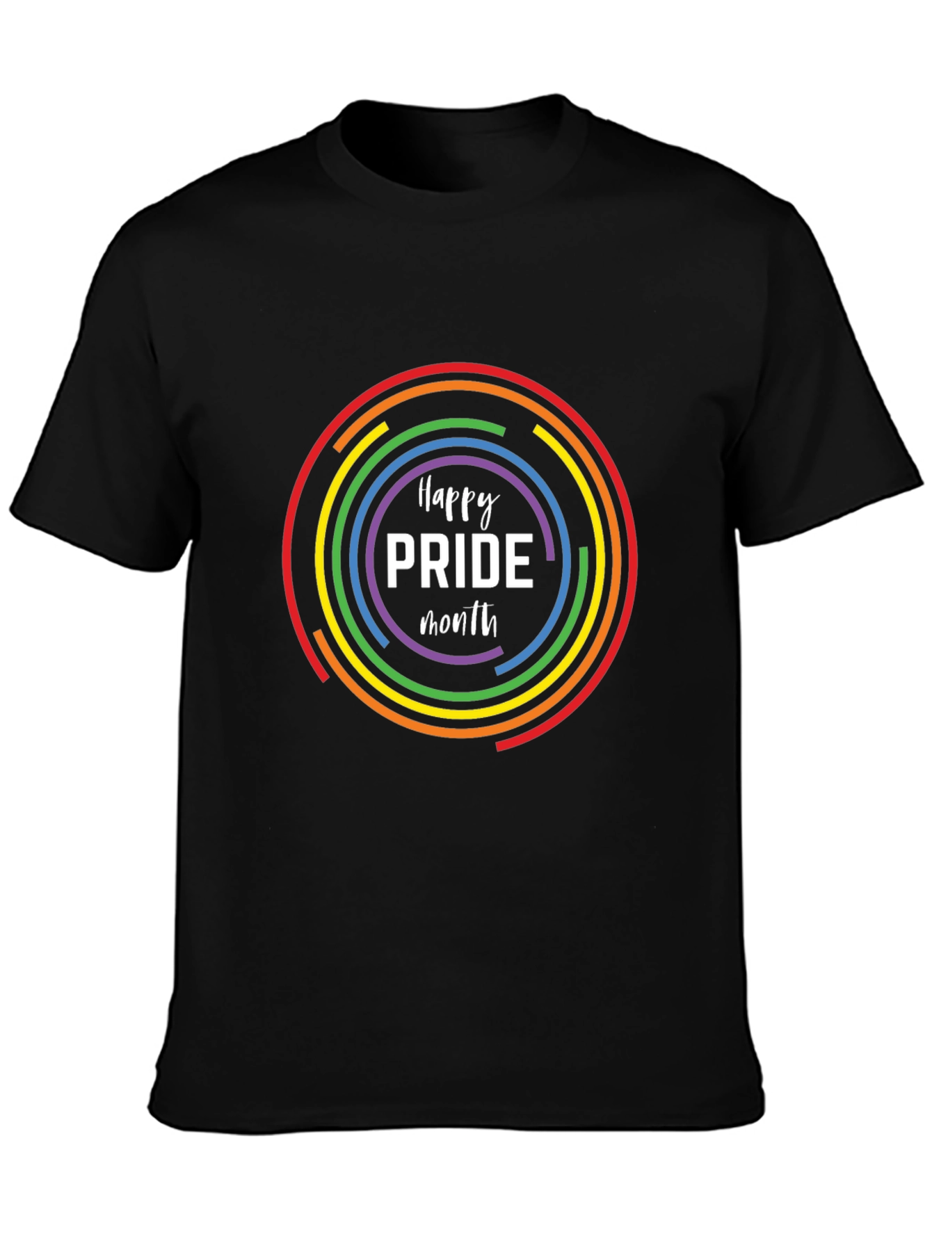Pride Month Rainbow Circle Black T-Shirt