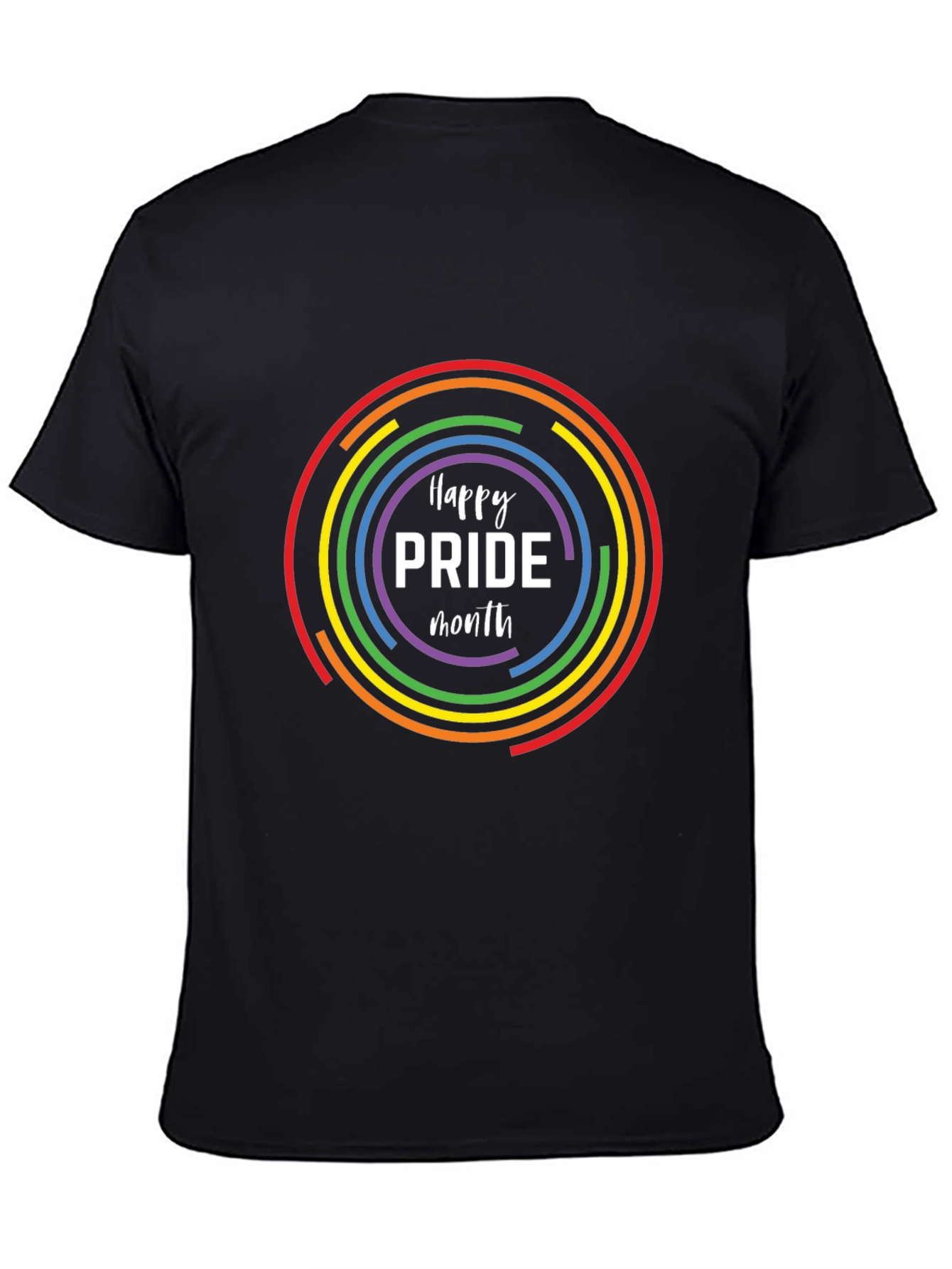 Pride Month Rainbow Circle Black T-Shirt