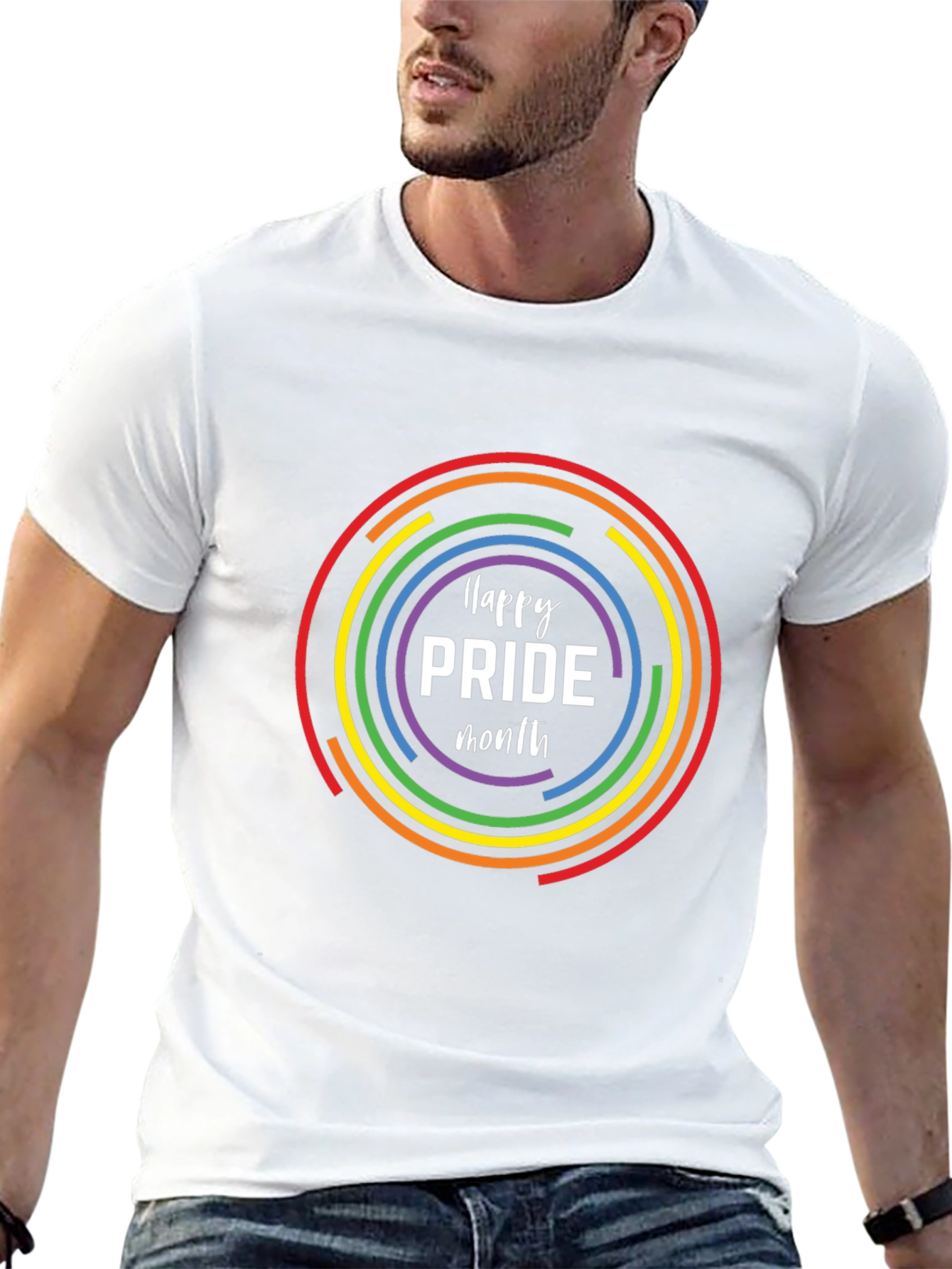 Pride Month Rainbow Circle Black T-Shirt