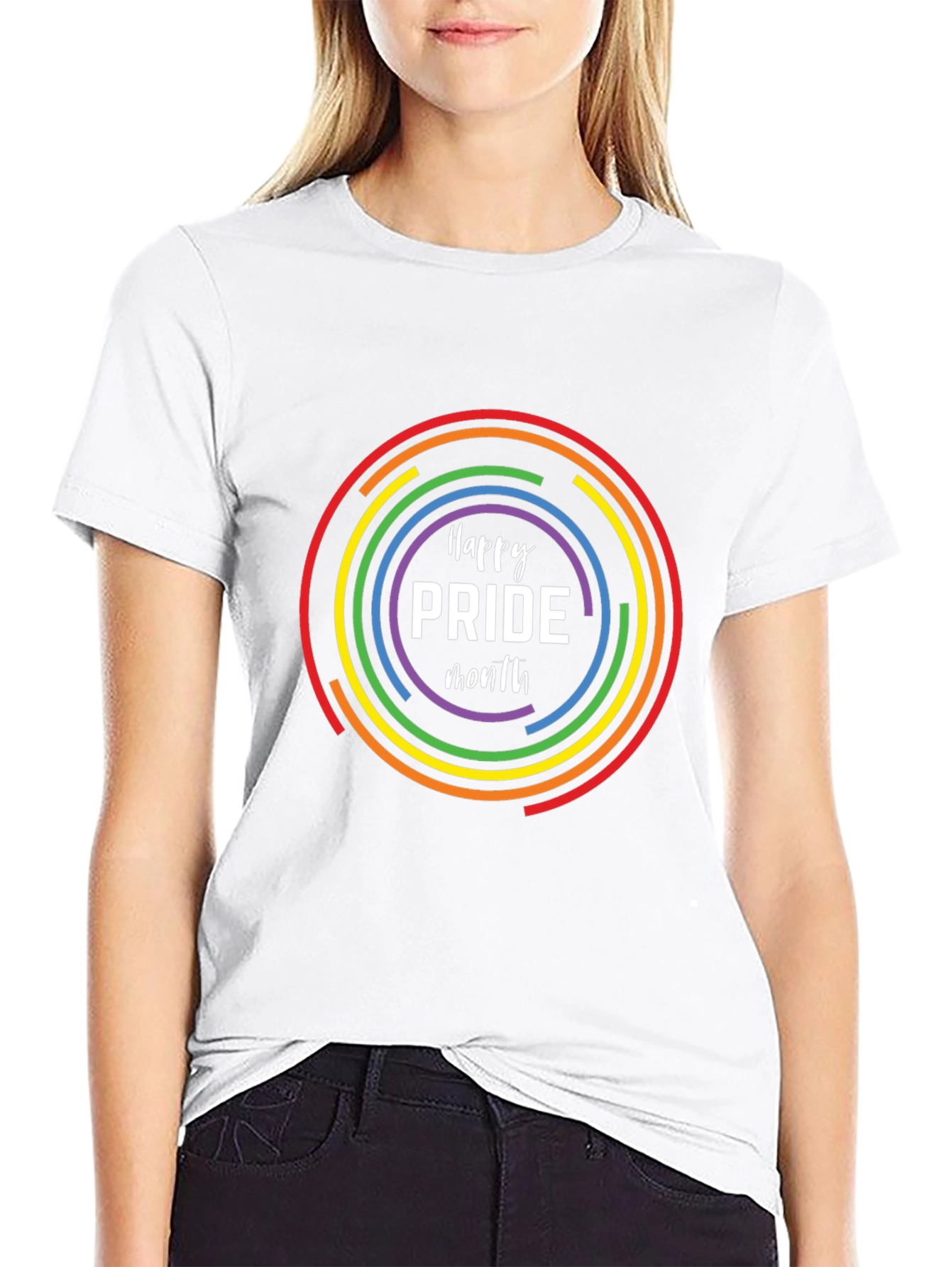 Pride Month Rainbow Circle Black T-Shirt