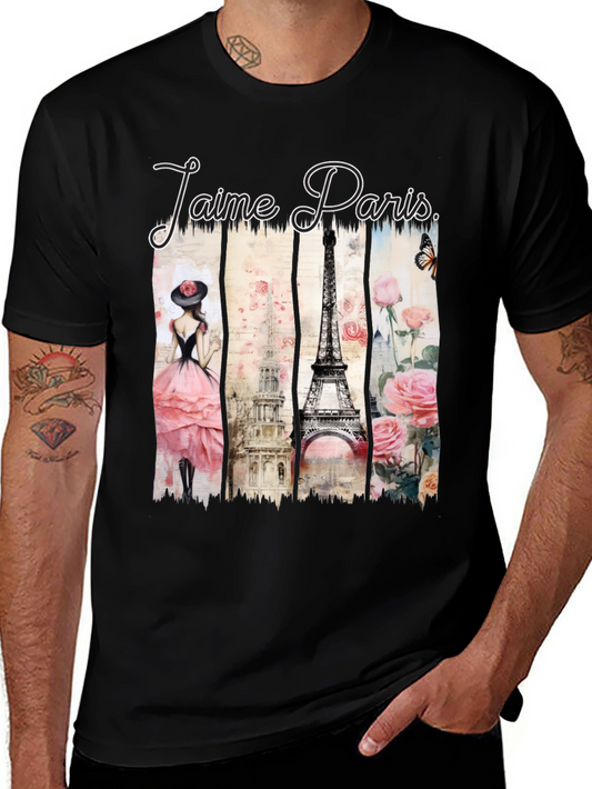 Jaime Paris Eiffel Tower Graphic Tee - Stylish Black T-Shirt