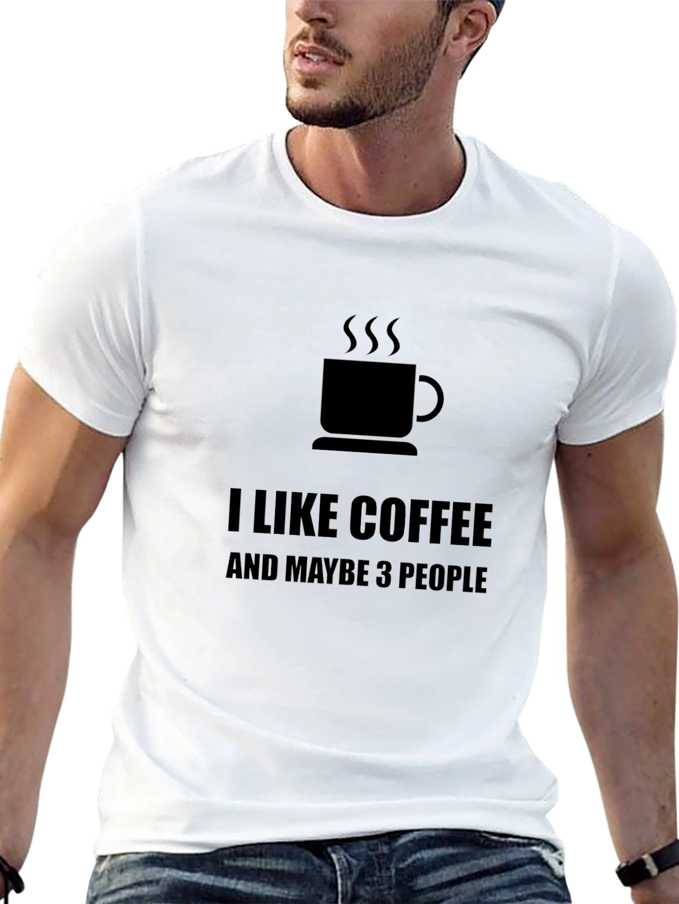 I Like Coffee Maybe 3 People - Black T-Shirt
