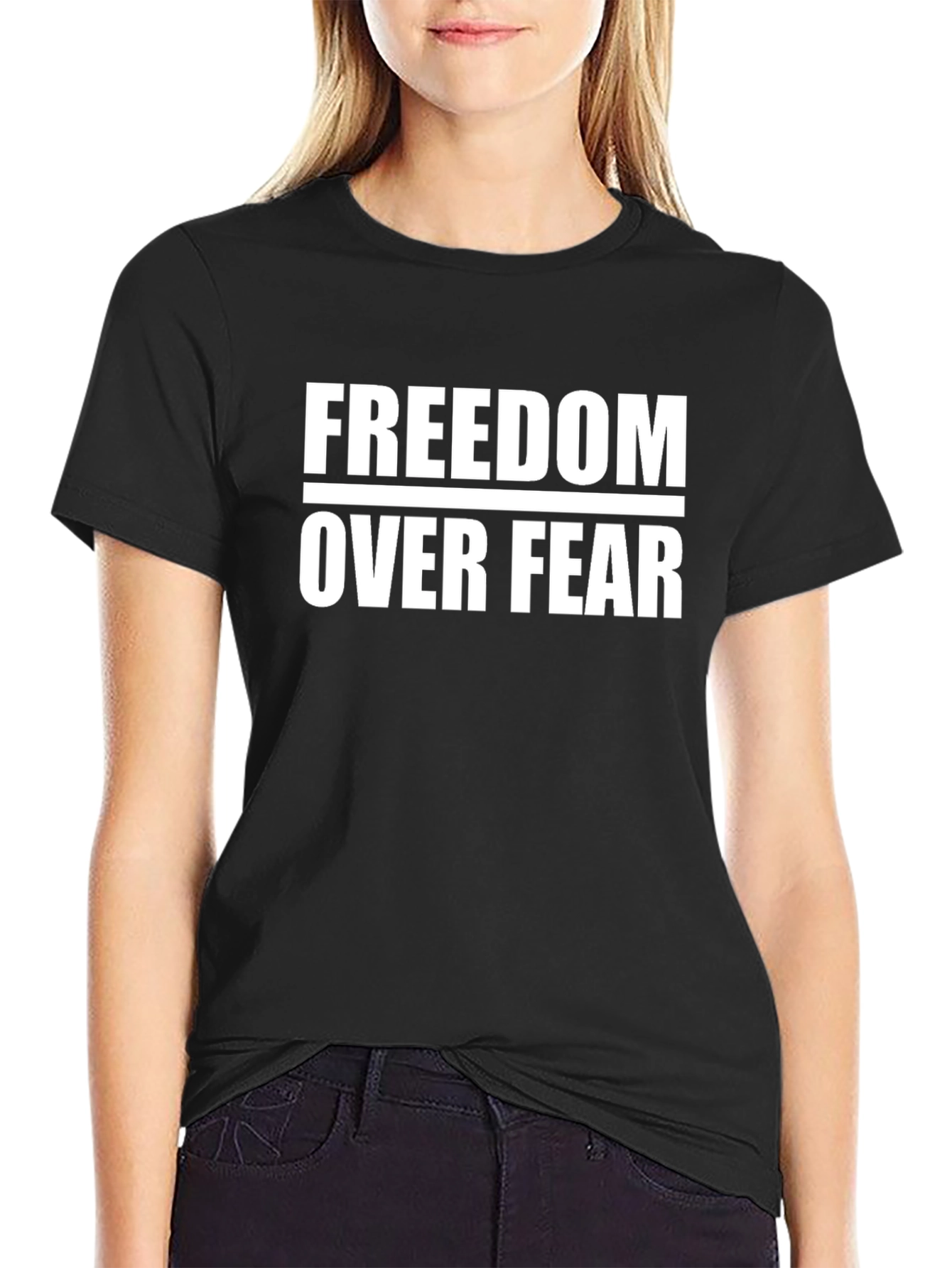 Freedom Over Fear Graphic Tee - Black Cotton T-Shirt