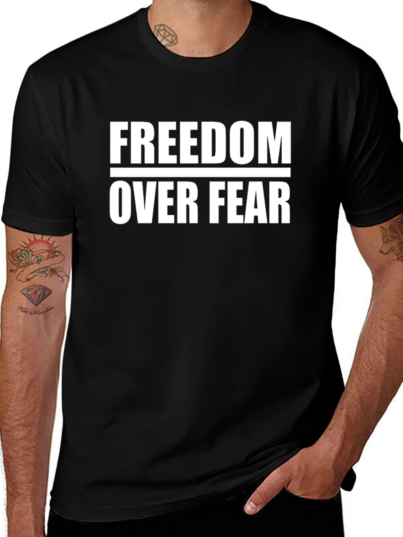 Freedom Over Fear Graphic Tee - Black Cotton T-Shirt