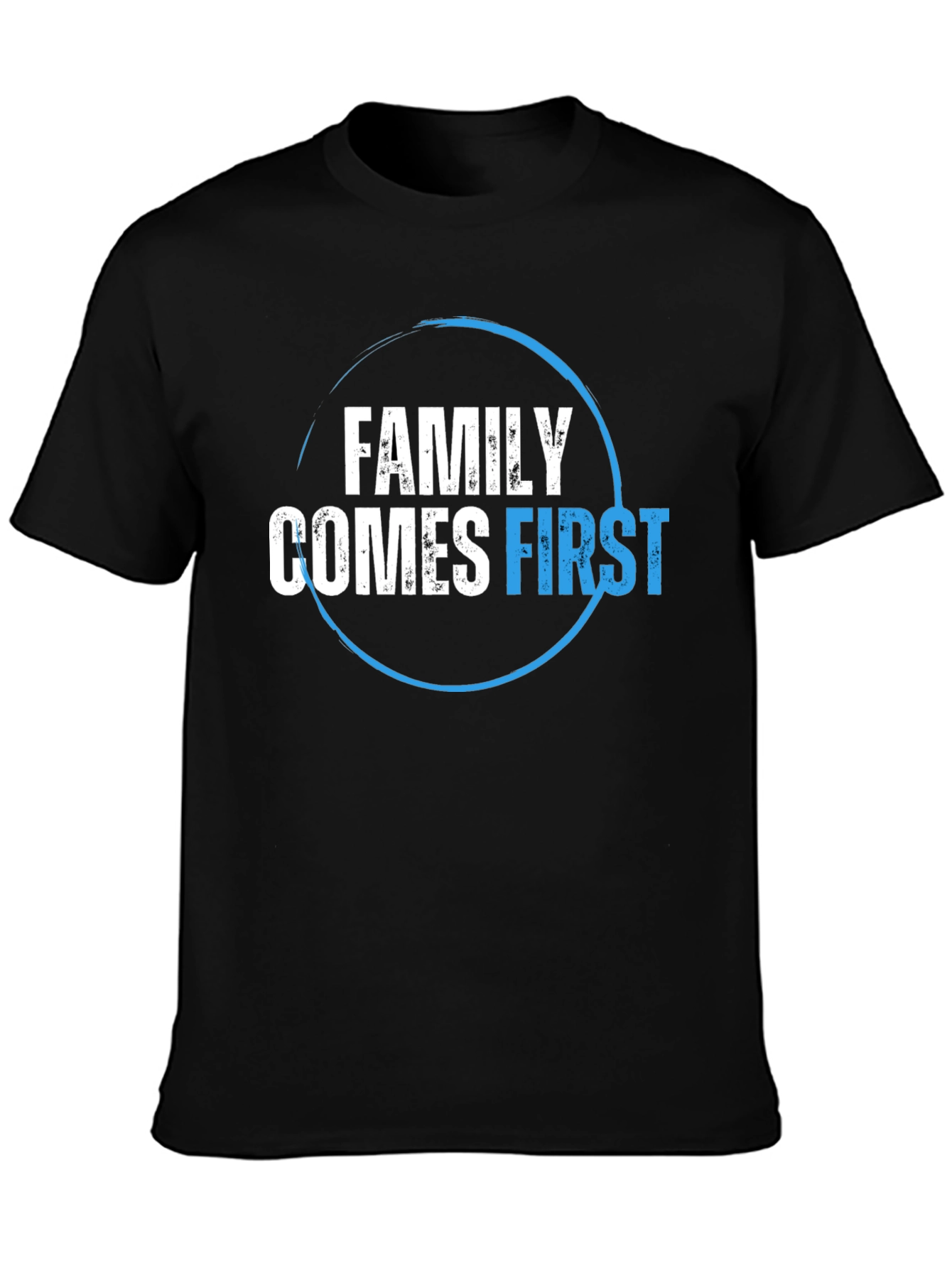 Family Comes First Graphic Tee - Black
