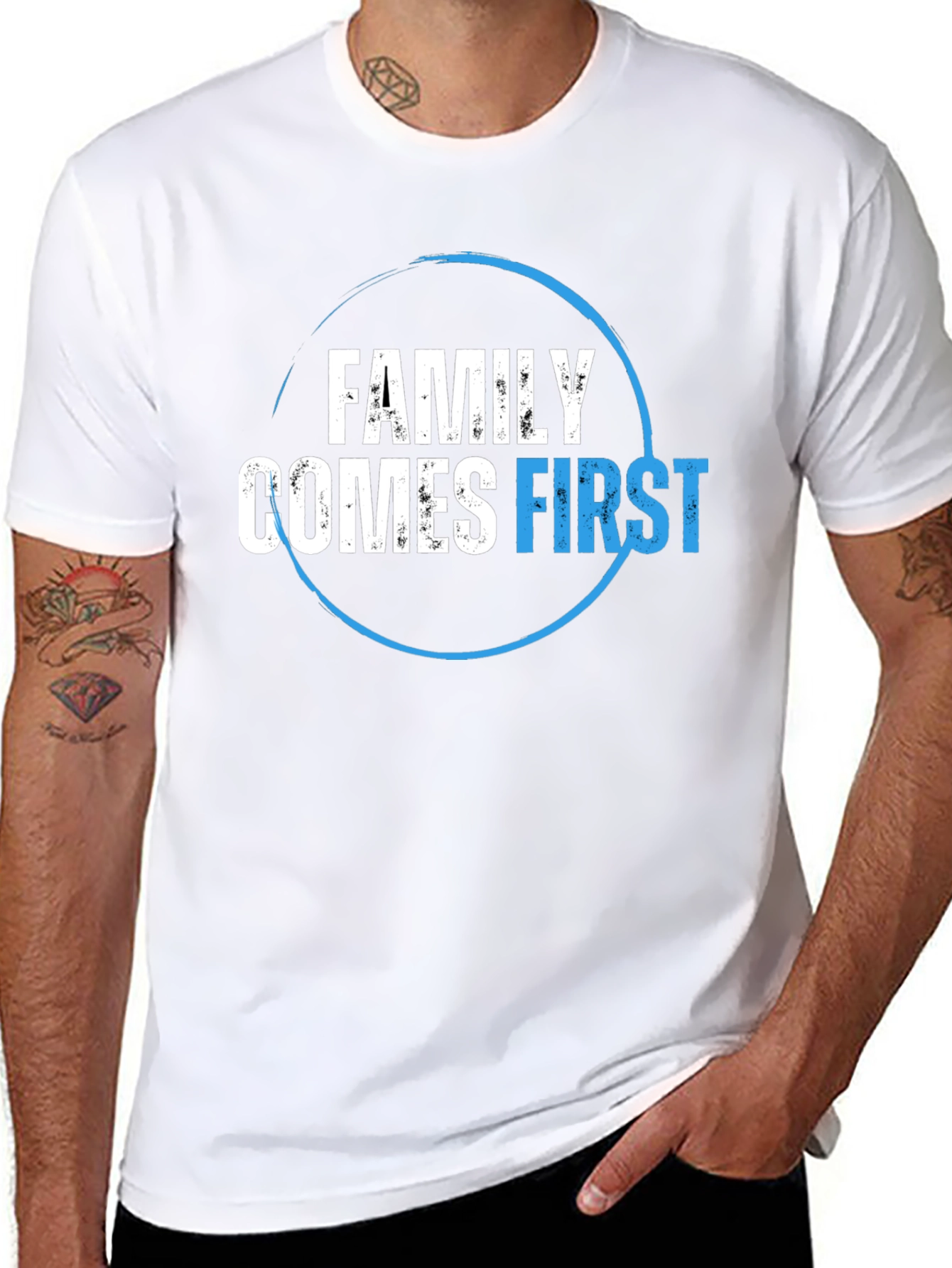 Family Comes First Graphic Tee - Black
