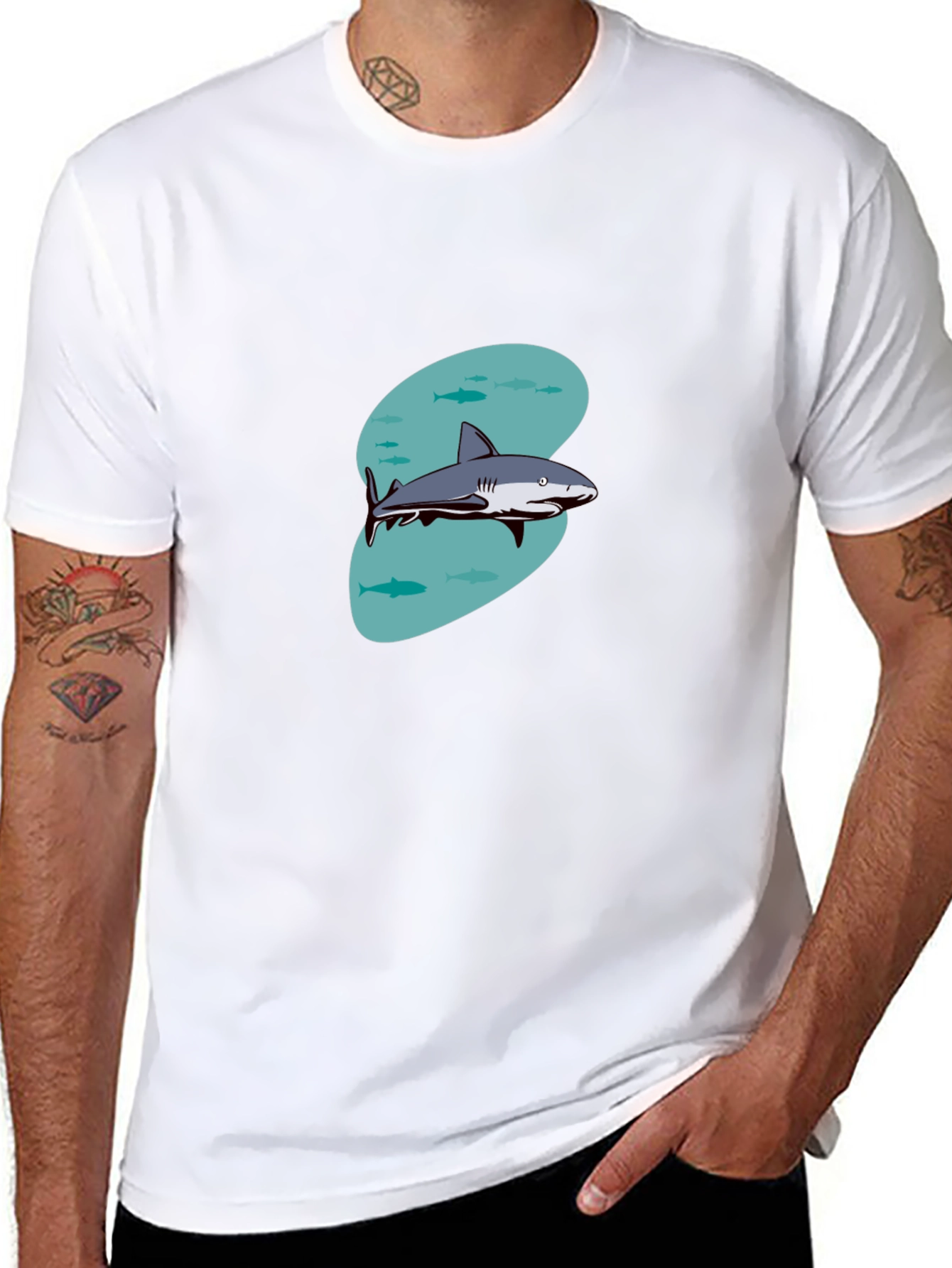 Shark Graphic T-Shirt - Casual Black Tee
