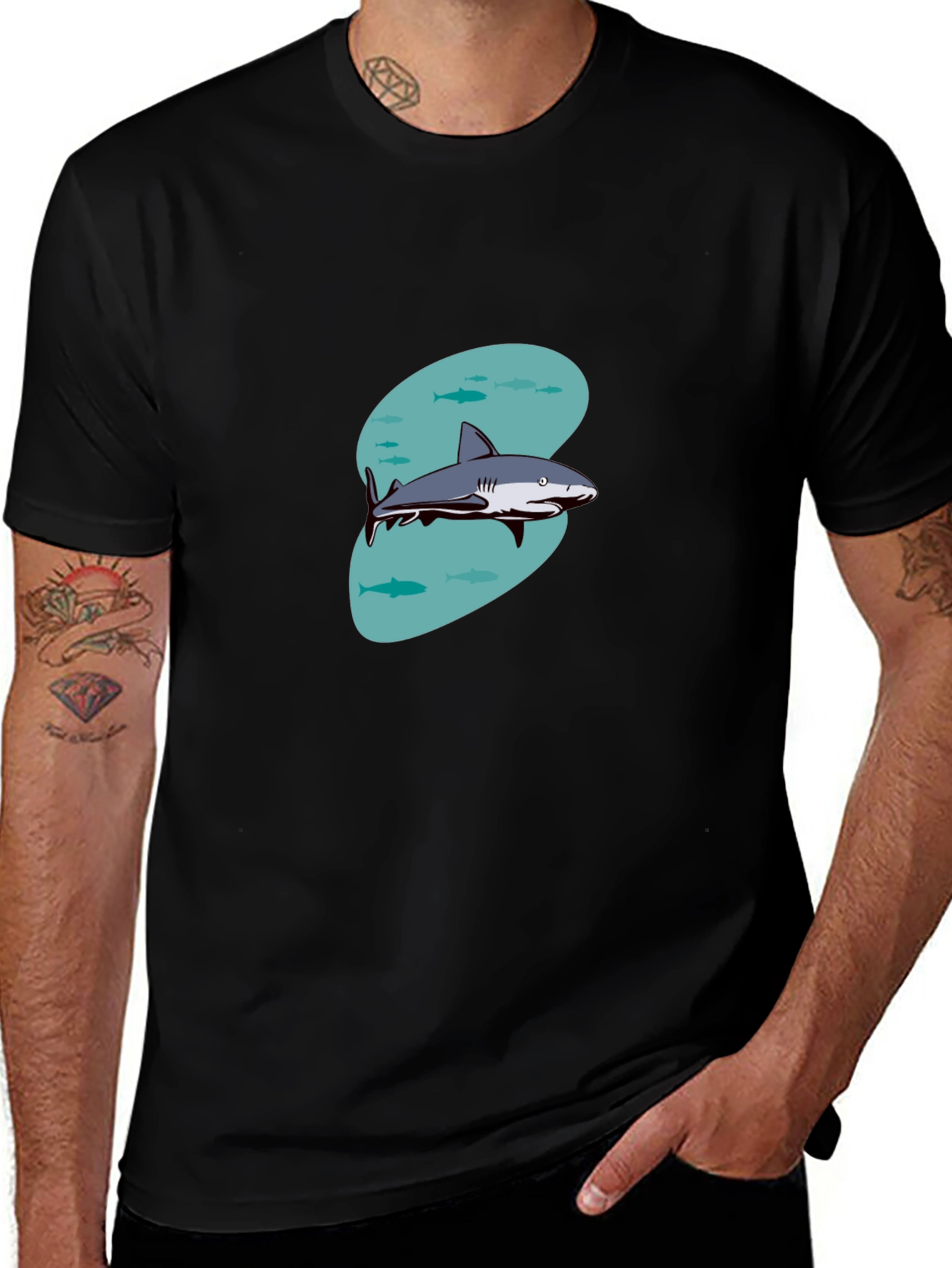 Shark Graphic T-Shirt - Casual Black Tee