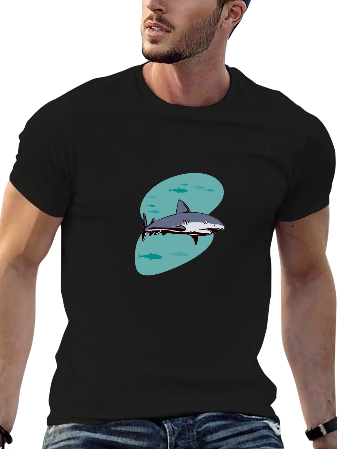 Shark Graphic T-Shirt - Casual Black Tee