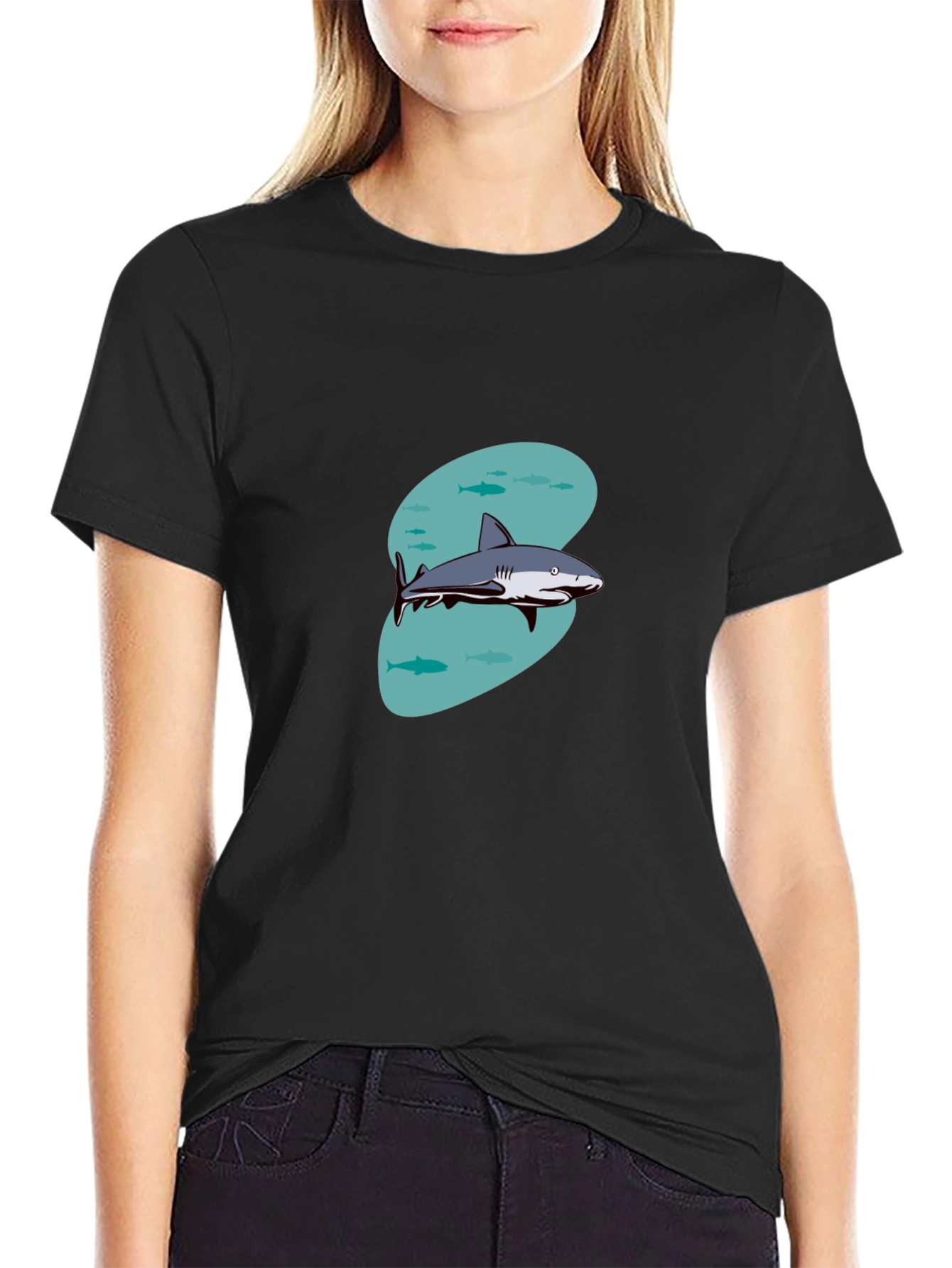 Shark Graphic T-Shirt - Casual Black Tee