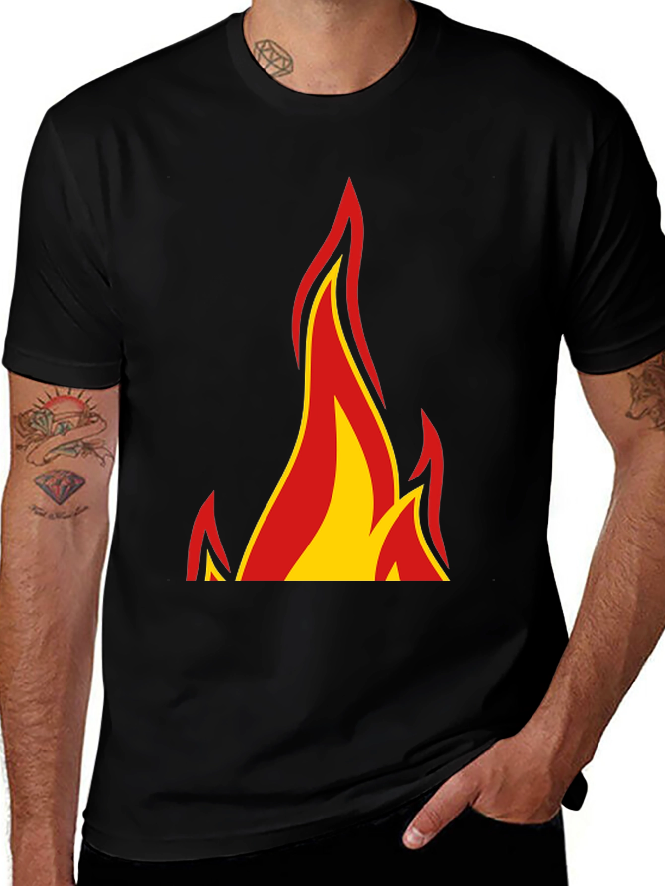 Flame Graphic Black Tee - Bold Design!