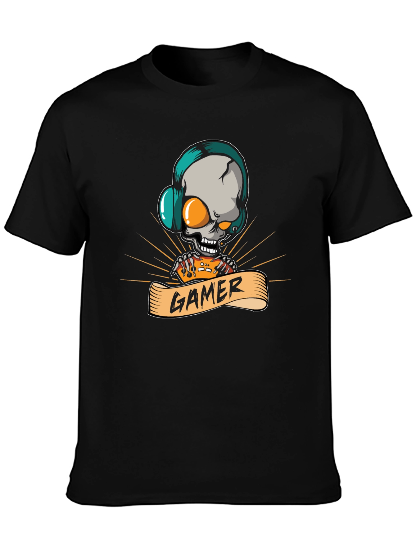 Gamer Skull Graphic Tee - Black T-Shirt