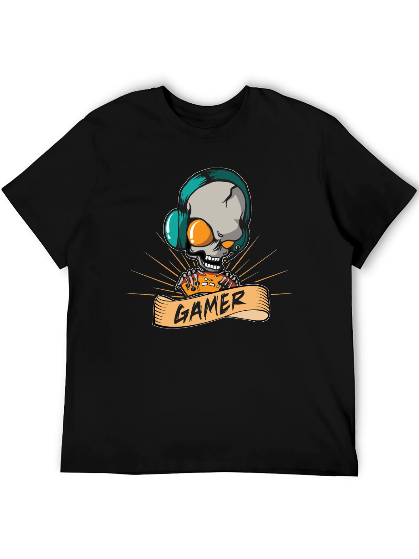 Gamer Skull Graphic Tee - Black T-Shirt