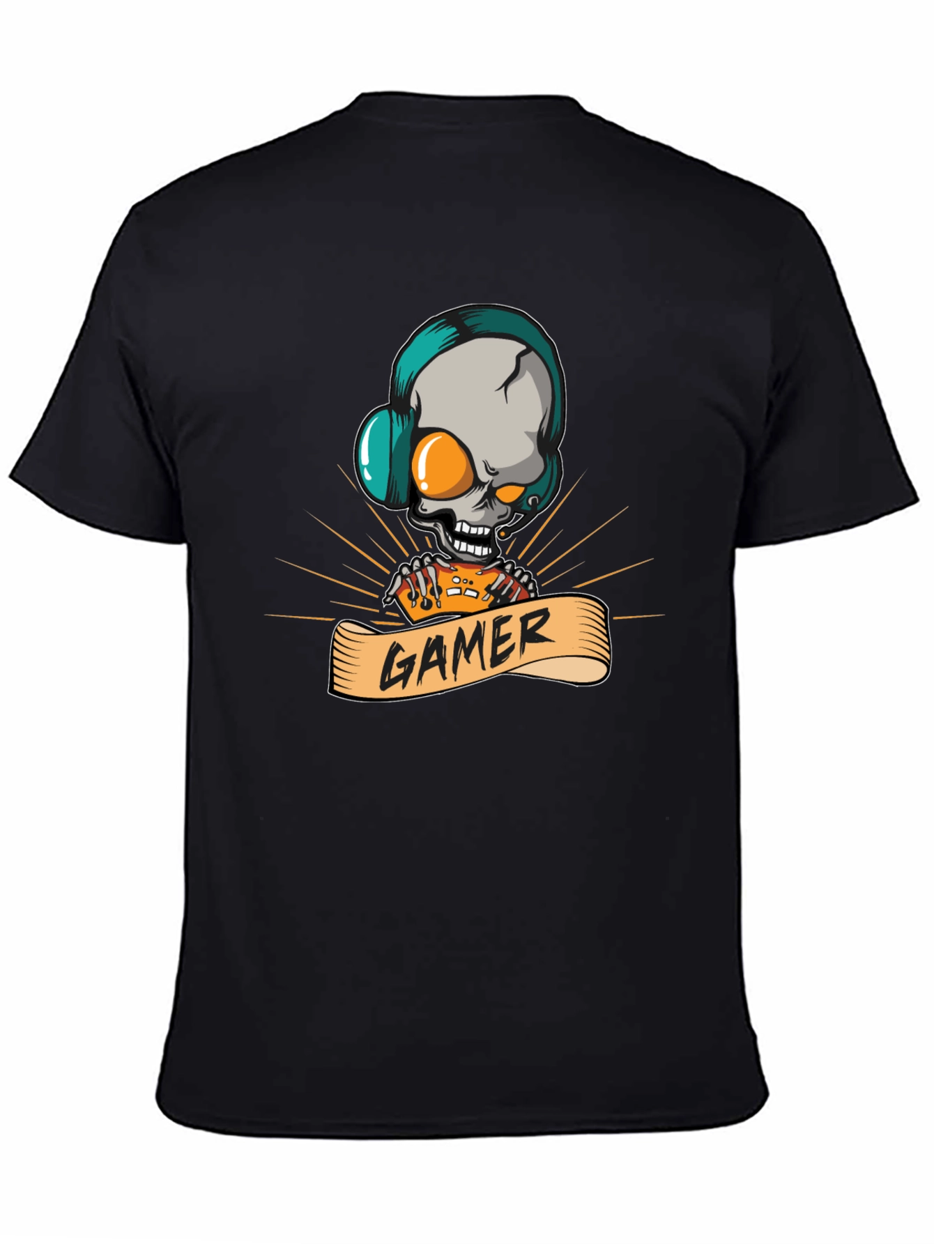 Gamer Skull Graphic Tee - Black T-Shirt