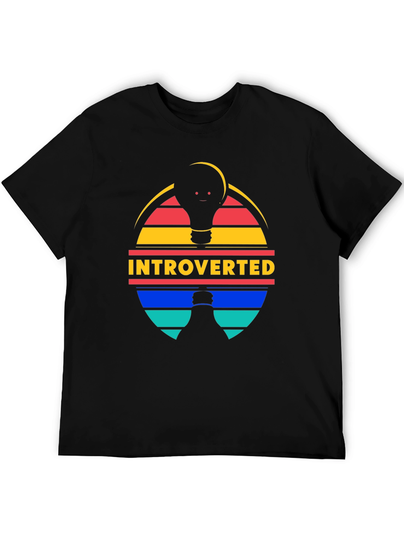 Introverted Lightbulb T-Shirt - Comfortable Black Tee