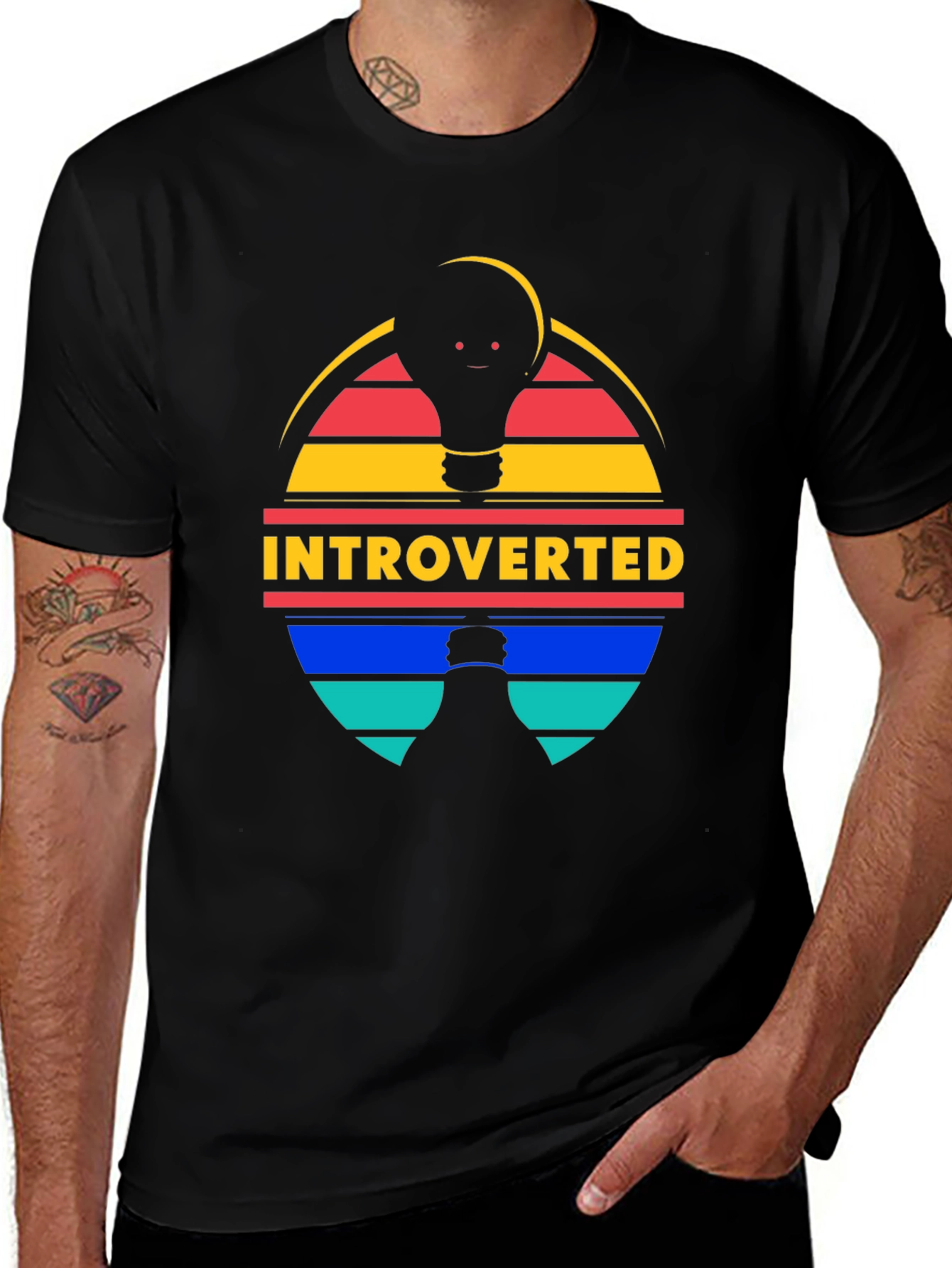 Introverted Lightbulb T-Shirt - Comfortable Black Tee