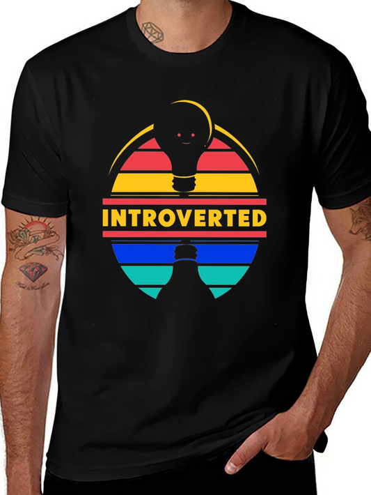 Introverted Lightbulb T-Shirt - Comfortable Black Tee