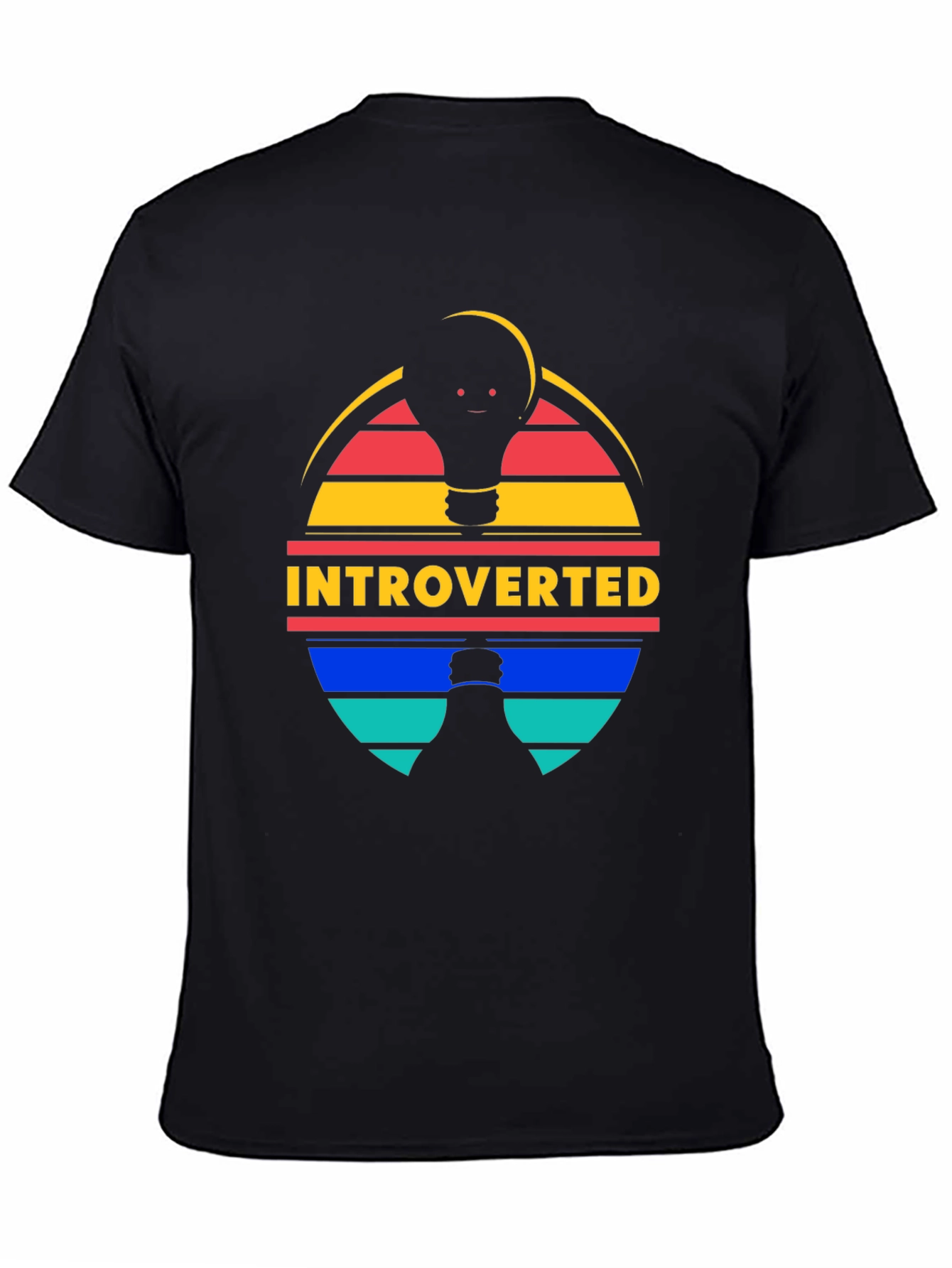 Introverted Lightbulb T-Shirt - Comfortable Black Tee