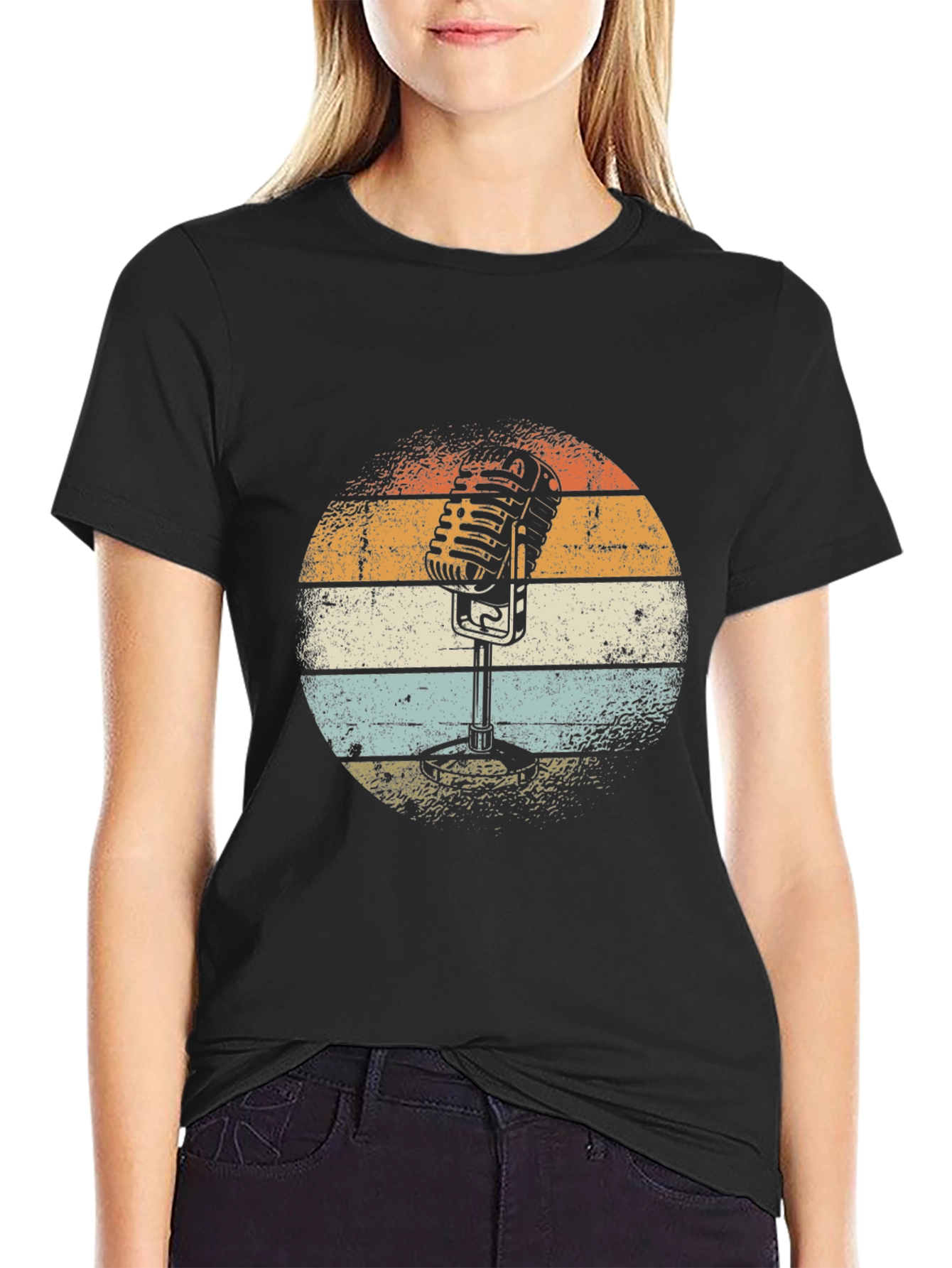 Retro Microphone Graphic Tee - Classic Style
