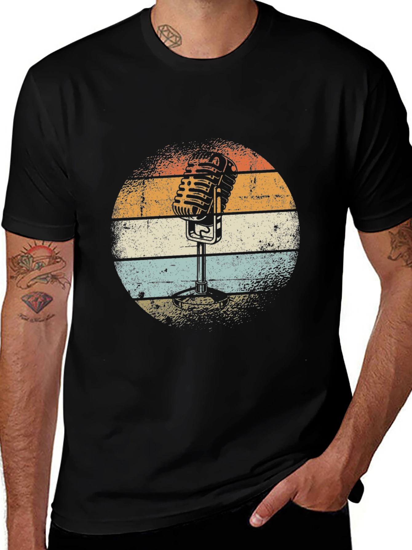 Retro Microphone Graphic Tee - Classic Style