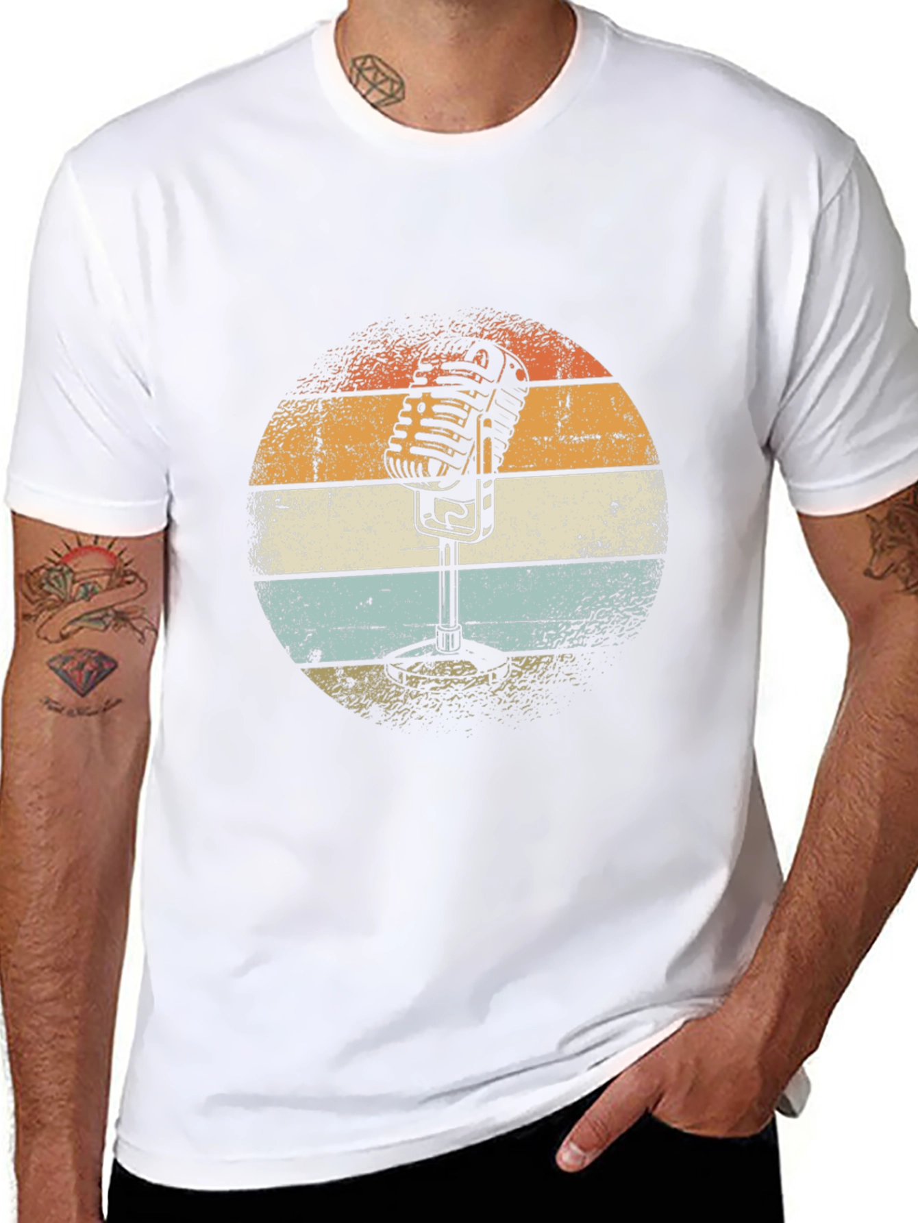 Retro Microphone Graphic Tee - Classic Style