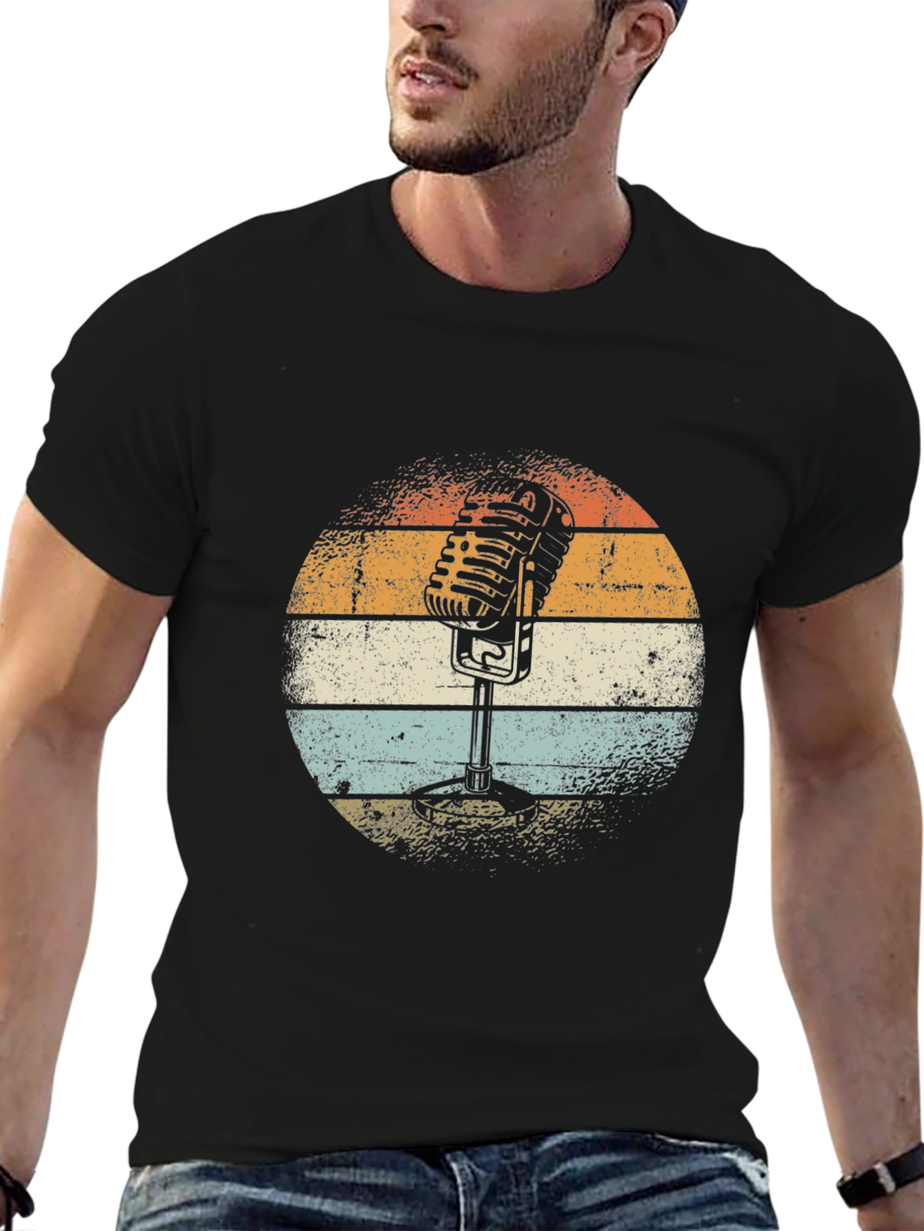 Retro Microphone Graphic Tee - Classic Style