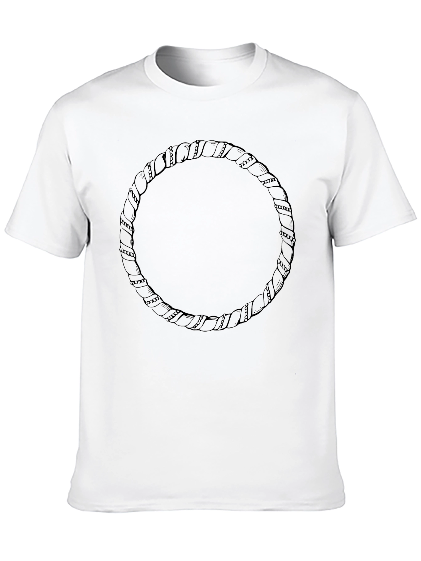 Minimalist Black T-Shirt with Rope Circle Design