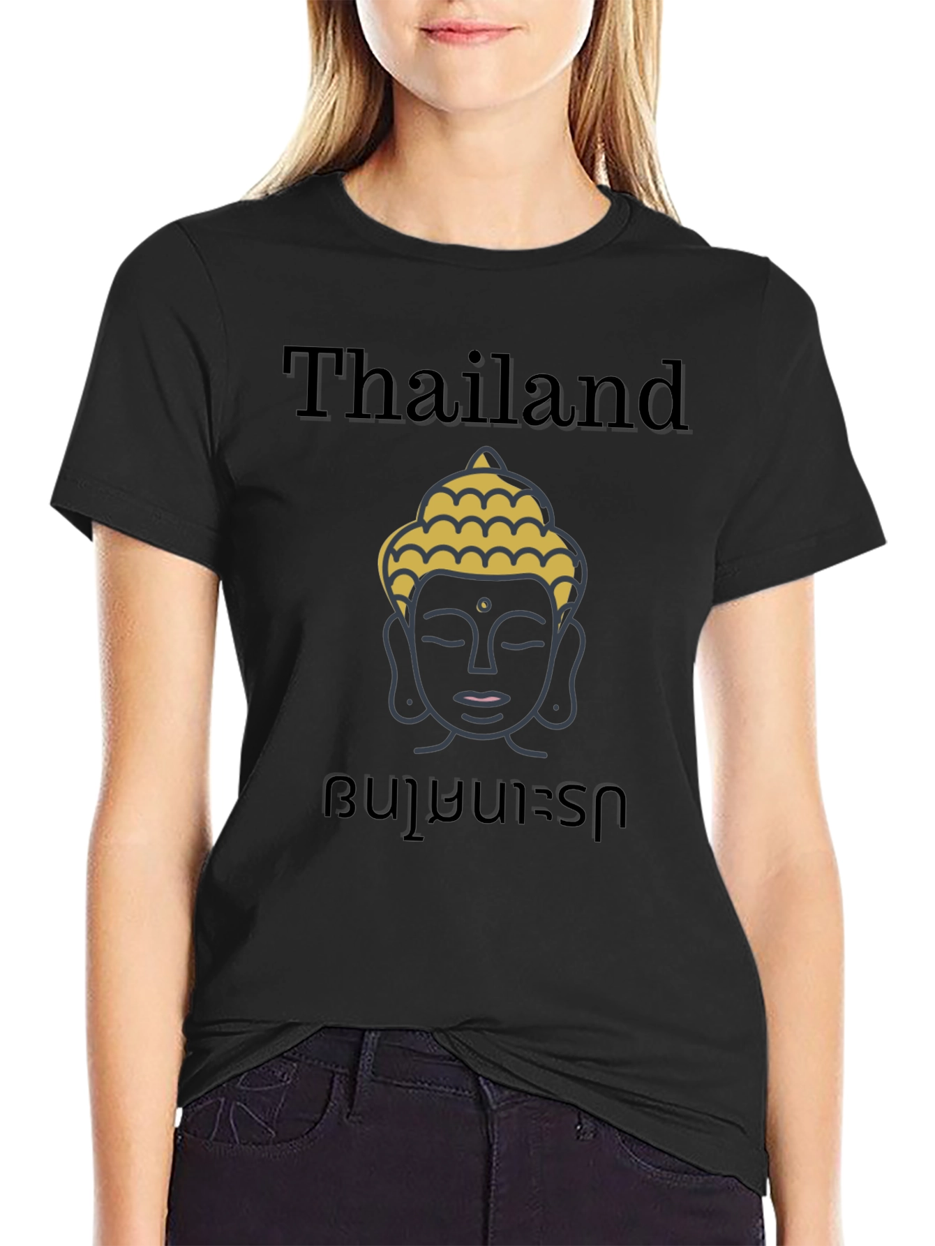 Thailand Buddha Graphic Tee - Unisex Black T-Shirt