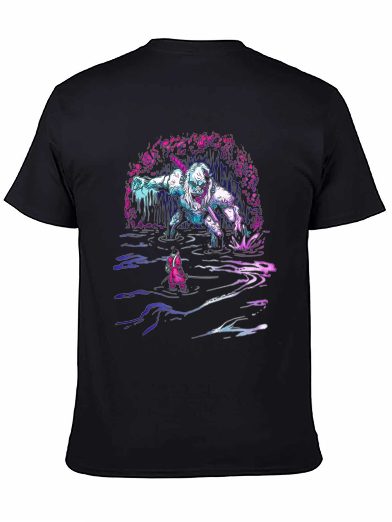 Monster Graphic Tee - Black Cotton T-Shirt