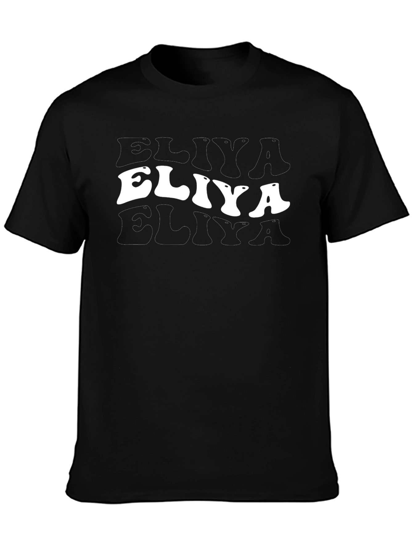 Eliya T-Shirt: Retro Groovy Font Black Tee