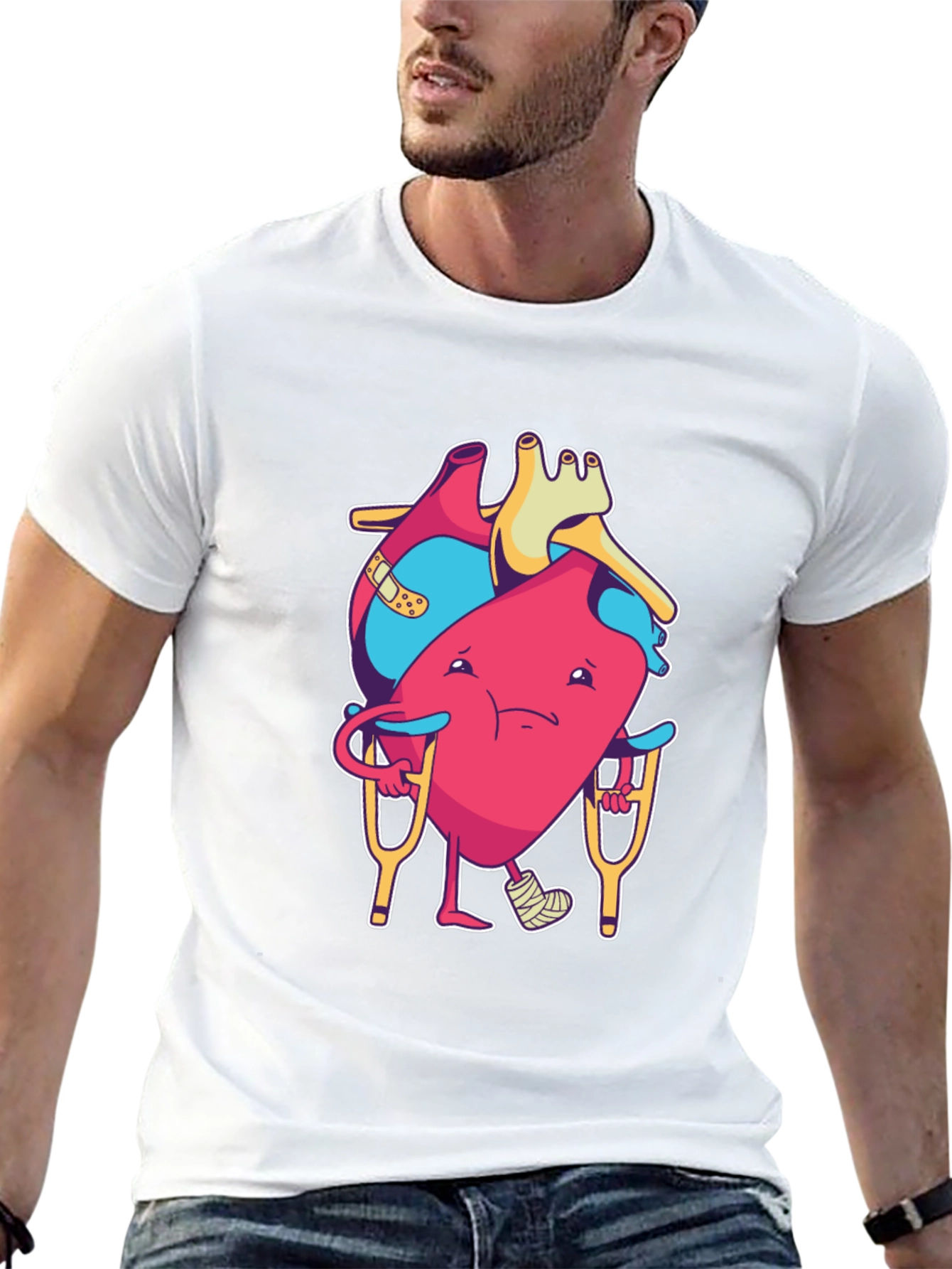 Funny Injured Heart Cartoon T-Shirt