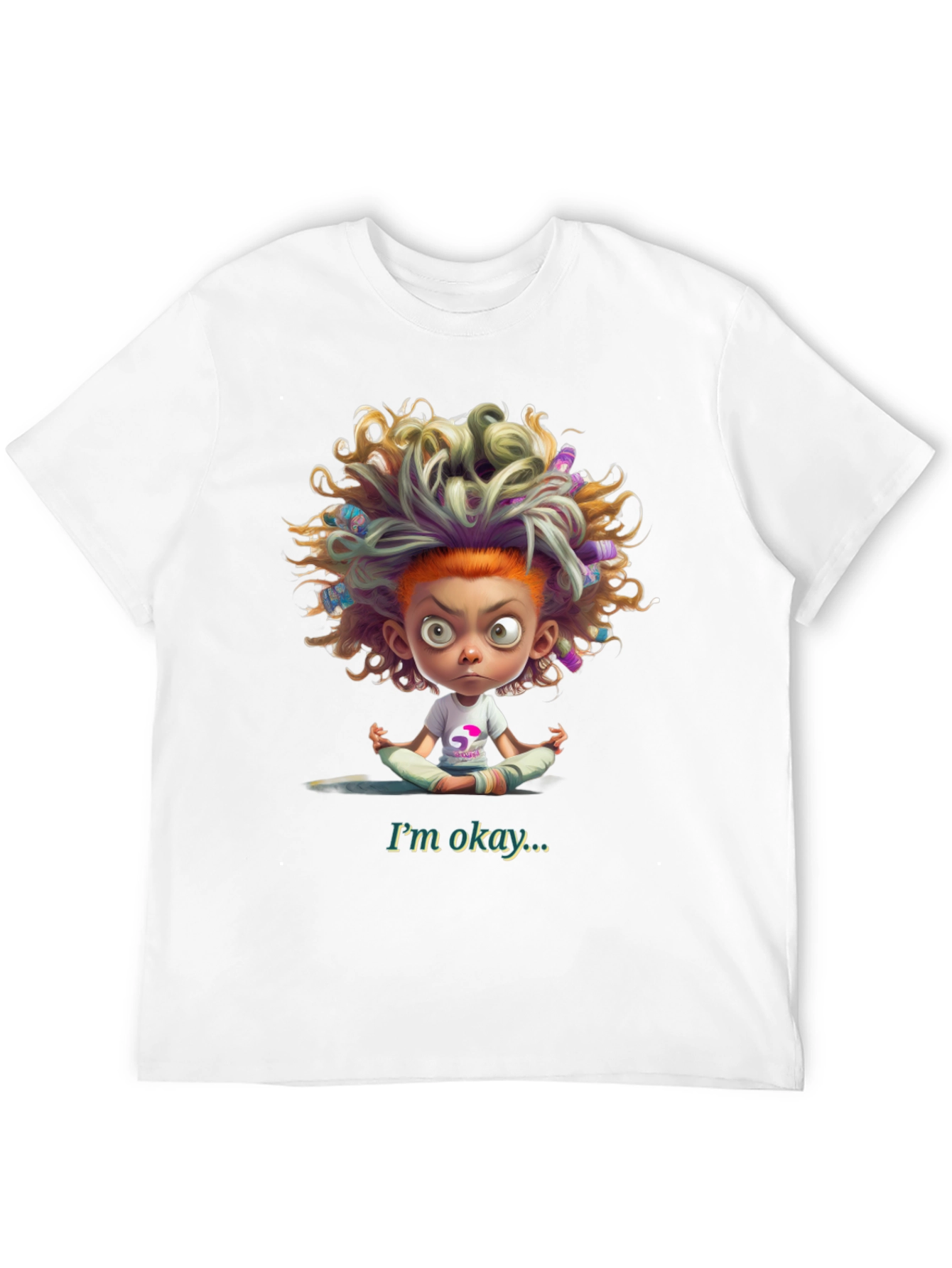 Meditating Cartoon Tee - Im Okay Black T-Shirt