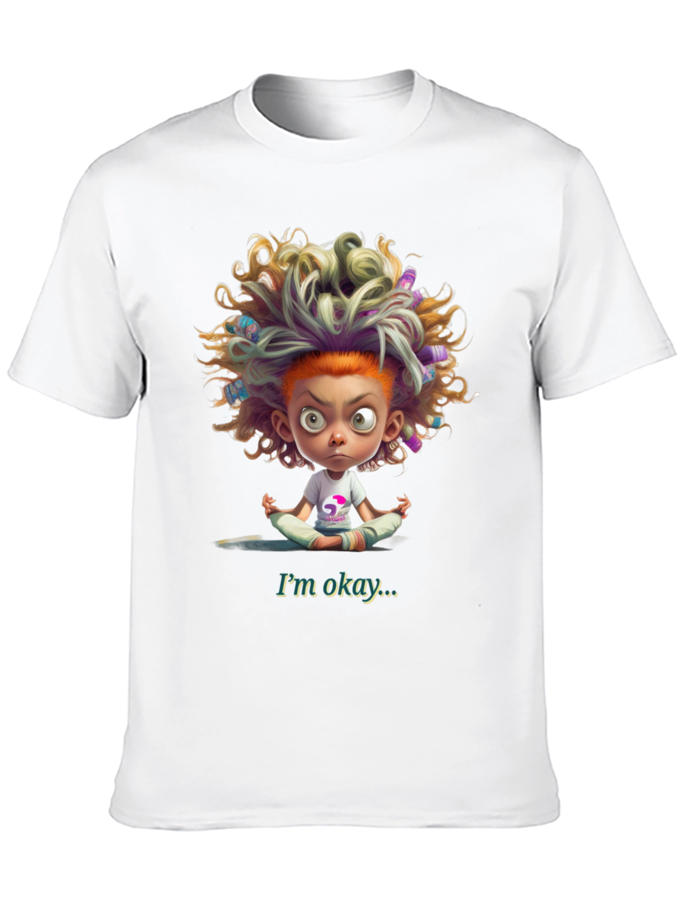 Meditating Cartoon Tee - Im Okay Black T-Shirt