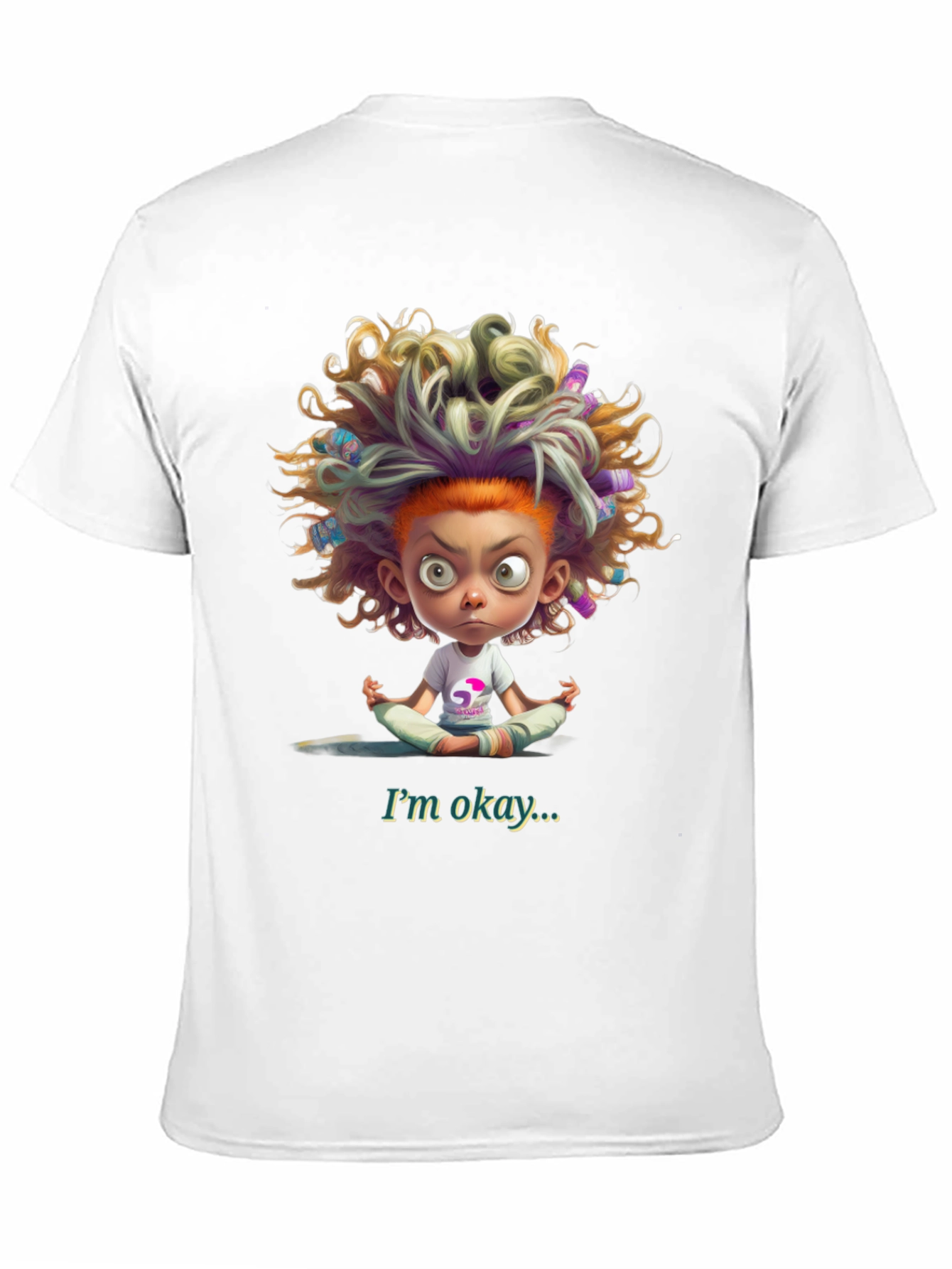 Meditating Cartoon Tee - Im Okay Black T-Shirt