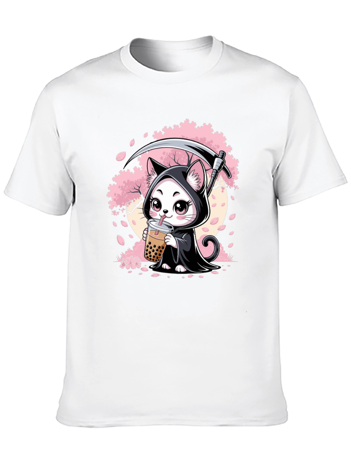 Grim Reaper Cat Bubble Tea Graphic Tee