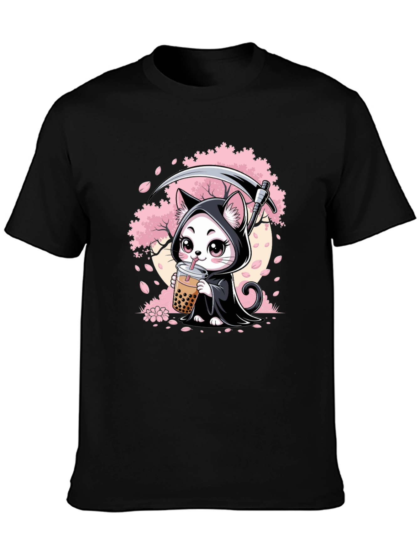 Grim Reaper Cat Bubble Tea Graphic Tee