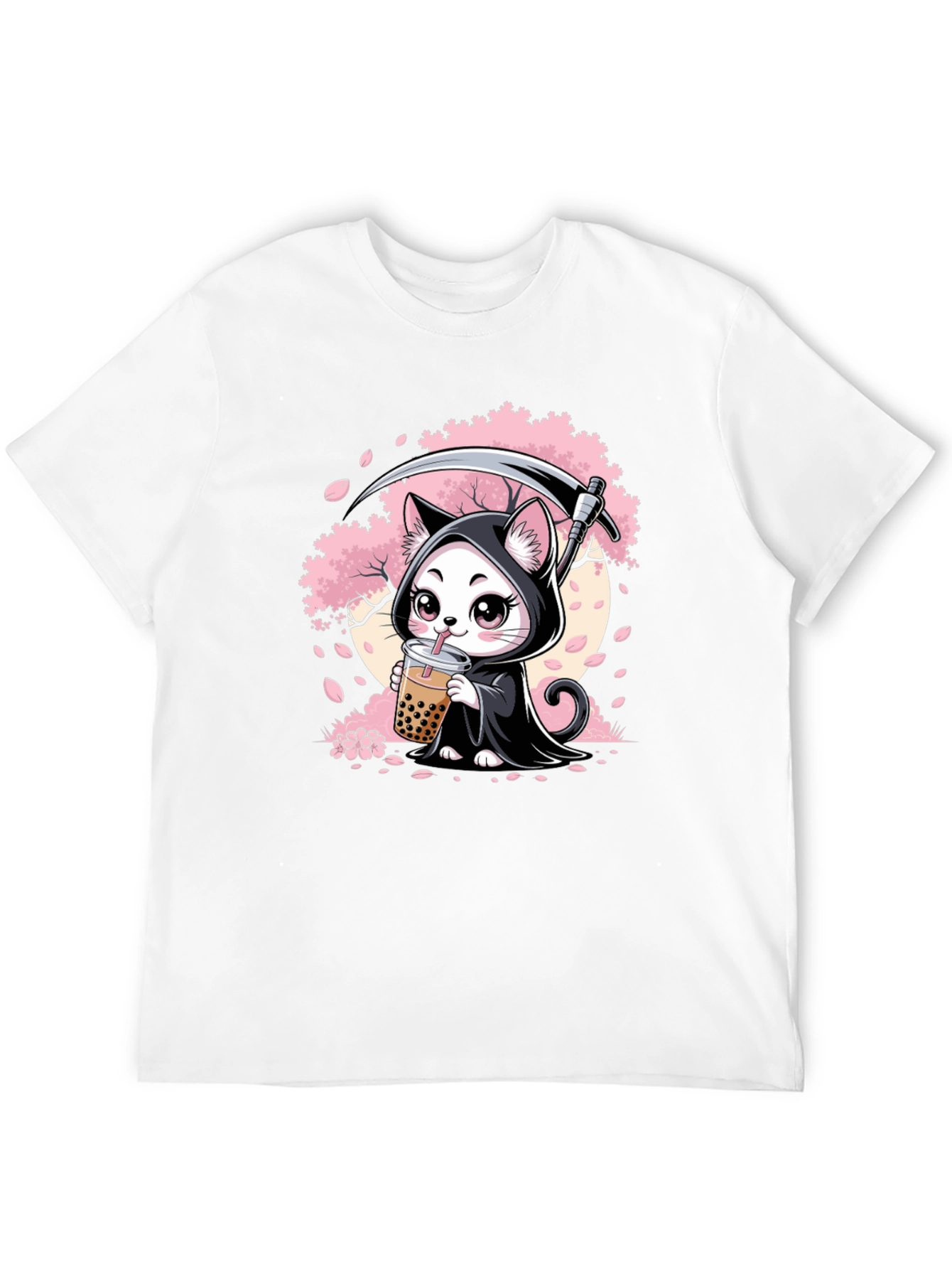 Grim Reaper Cat Bubble Tea Graphic Tee