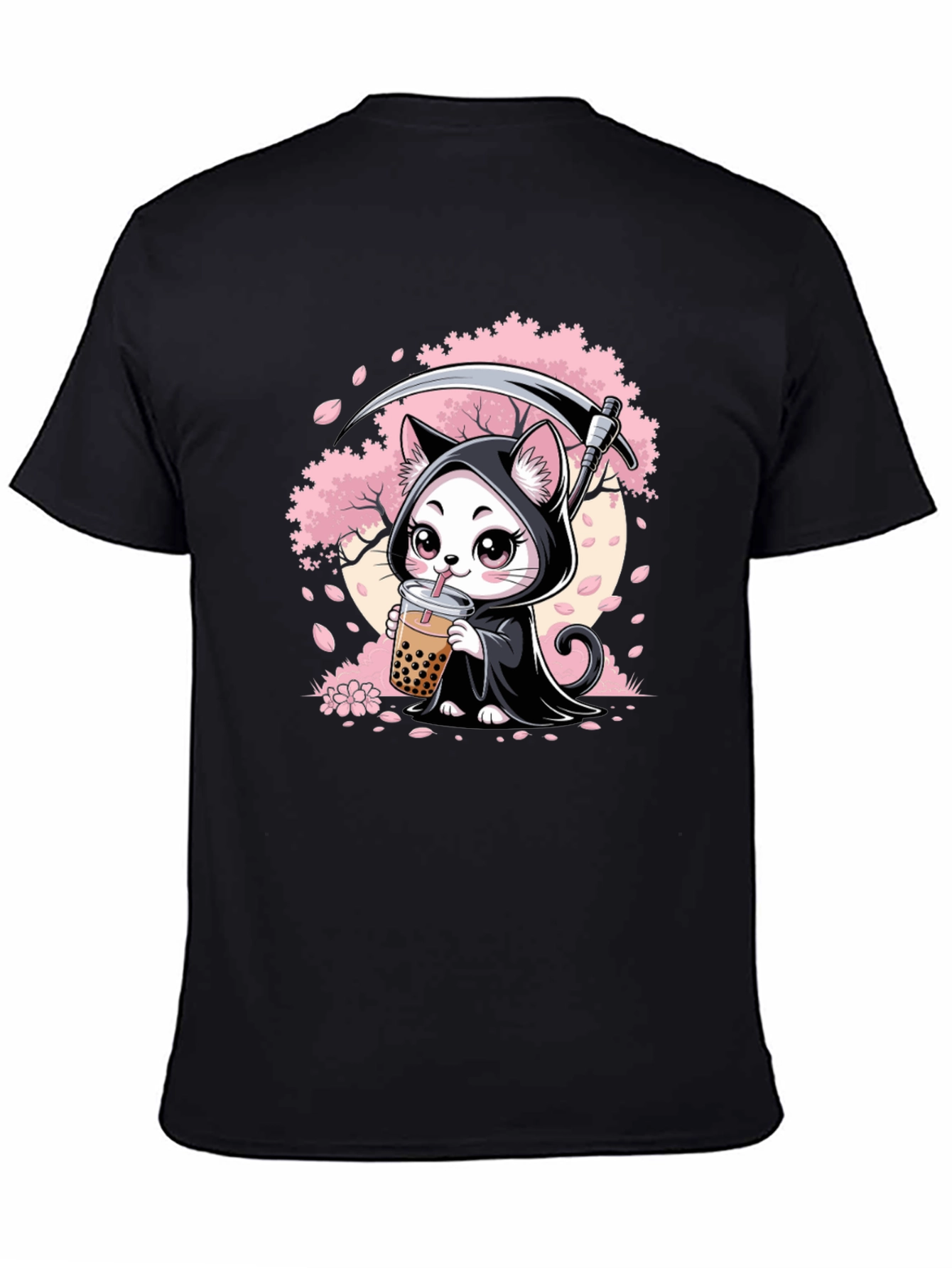 Grim Reaper Cat Bubble Tea Graphic Tee