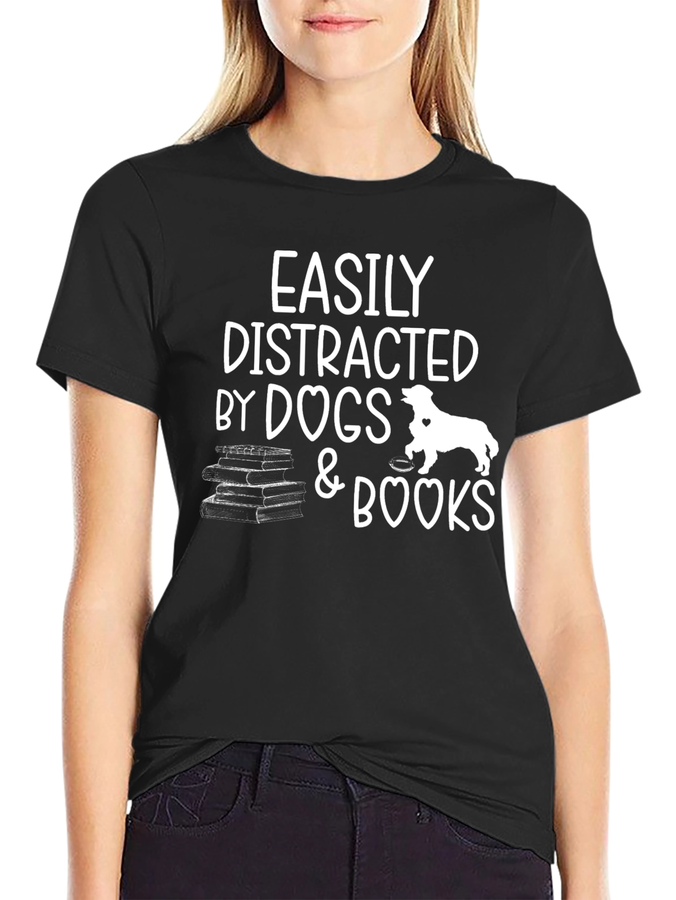 Easily Distracted By Dogs and Books T-Shirt