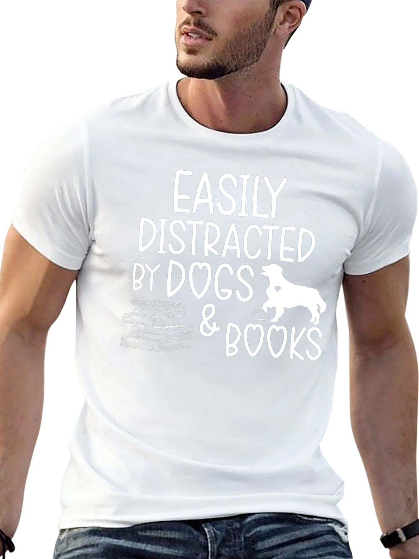 Easily Distracted By Dogs and Books T-Shirt