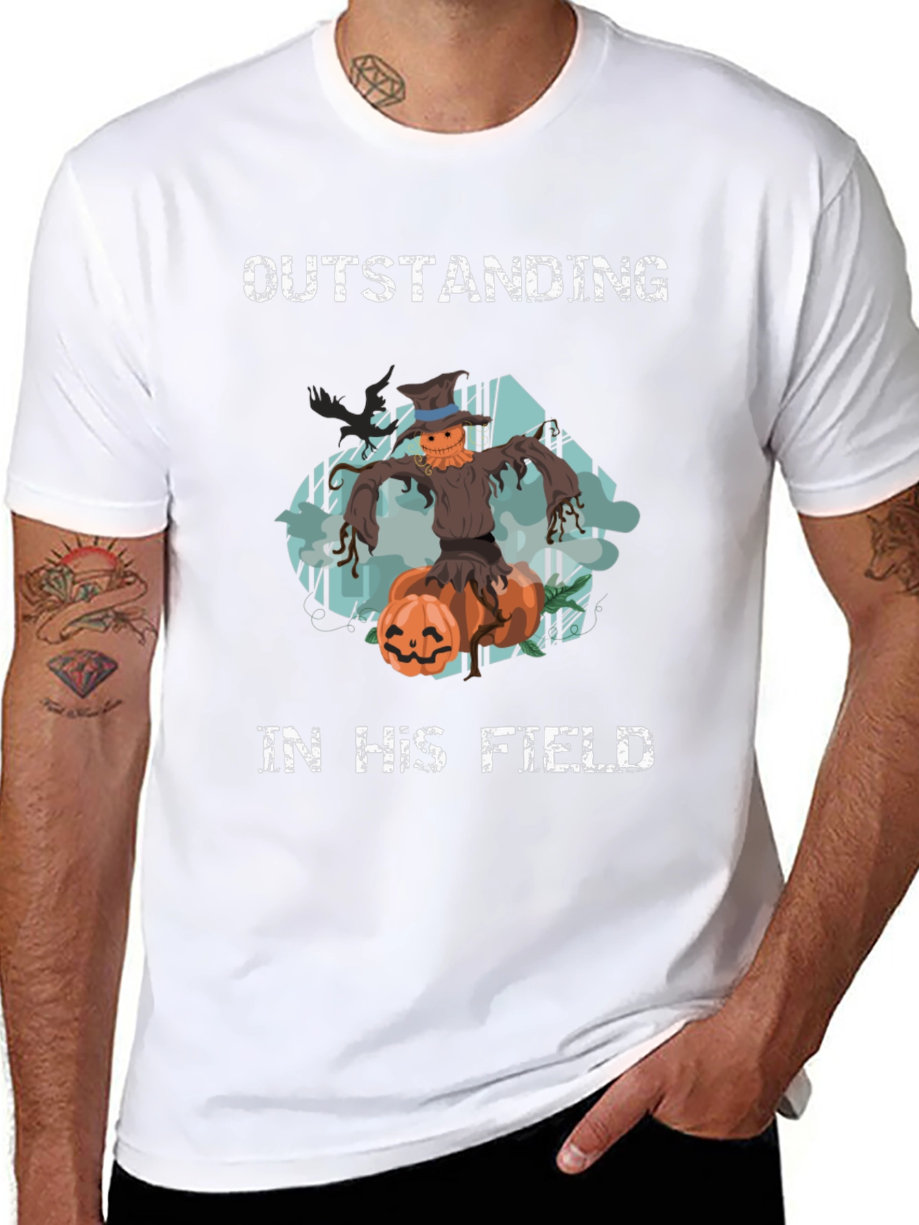 Outstanding in His Field Scarecrow Halloween T-Shirt