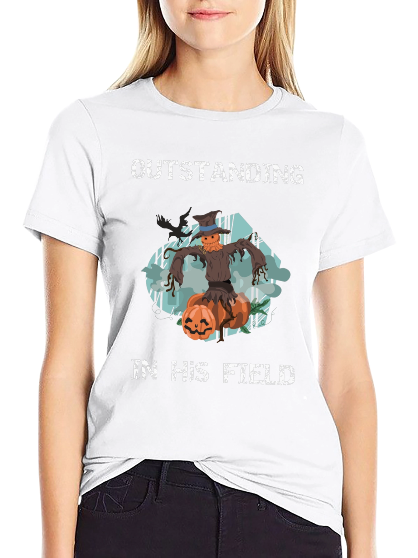 Outstanding in His Field Scarecrow Halloween T-Shirt