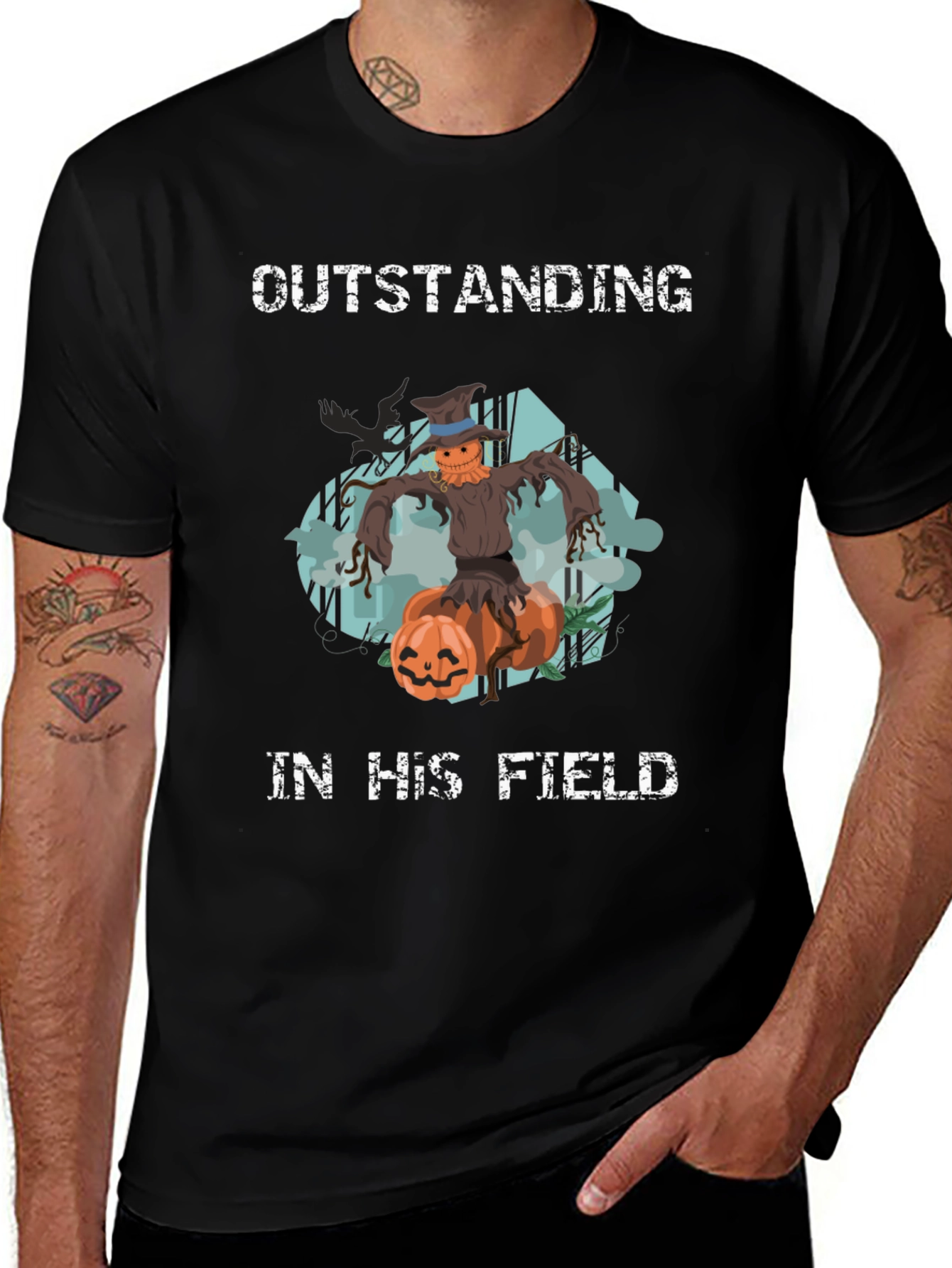 Outstanding in His Field Scarecrow Halloween T-Shirt