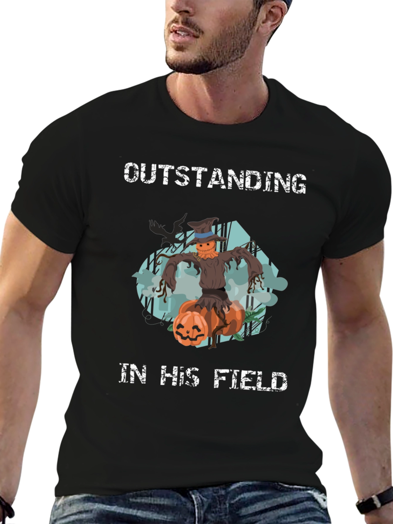 Outstanding in His Field Scarecrow Halloween T-Shirt