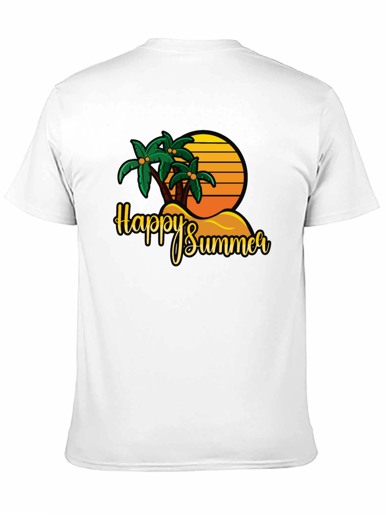 Happy Summer Palm Tree Graphic T-Shirt
